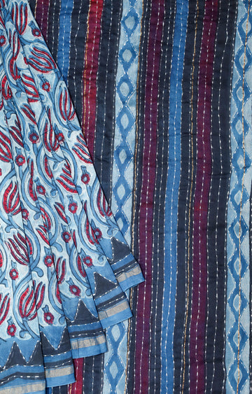 Block printed Chanderi Silk Cotton Saree#17
