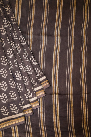 Block printed Chanderi Silk Cotton Saree#16