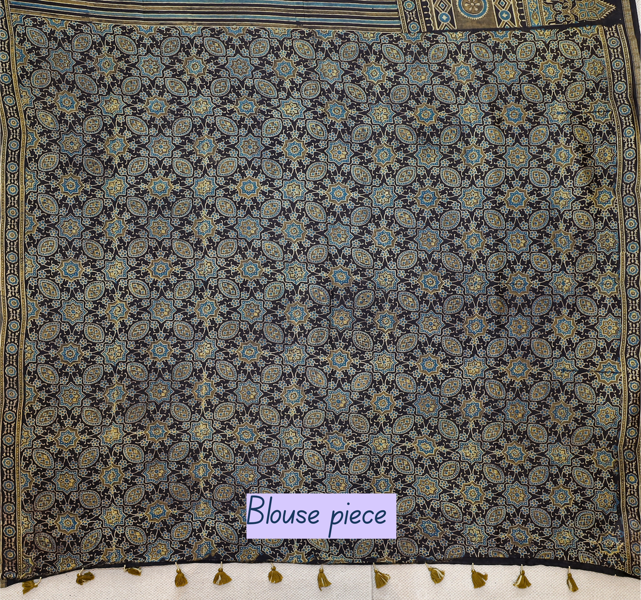 Ajrakh block printed Chanderi Silk Cotton Saree #1