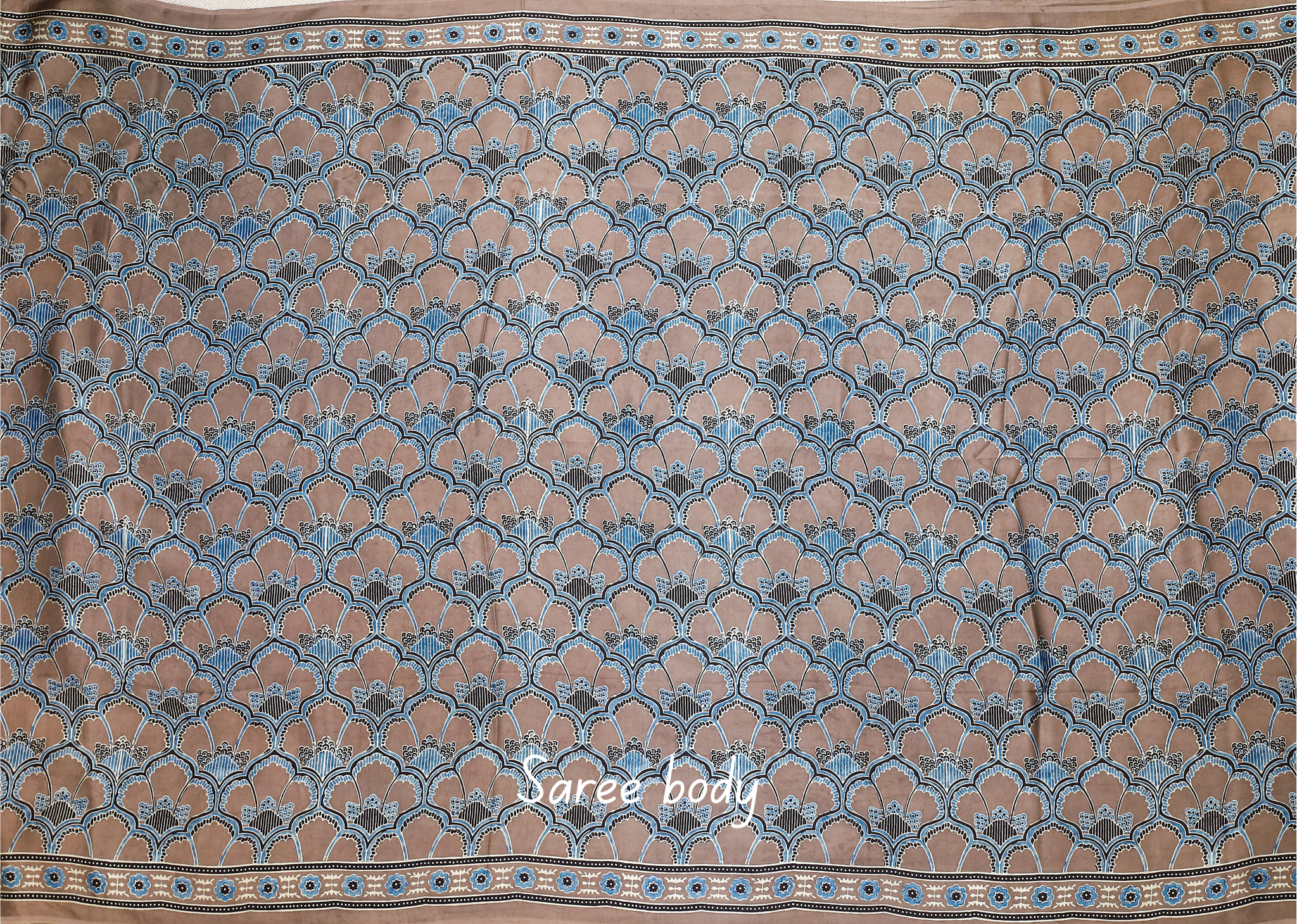Ajrakh block printed Modal Silk Saree # 6
