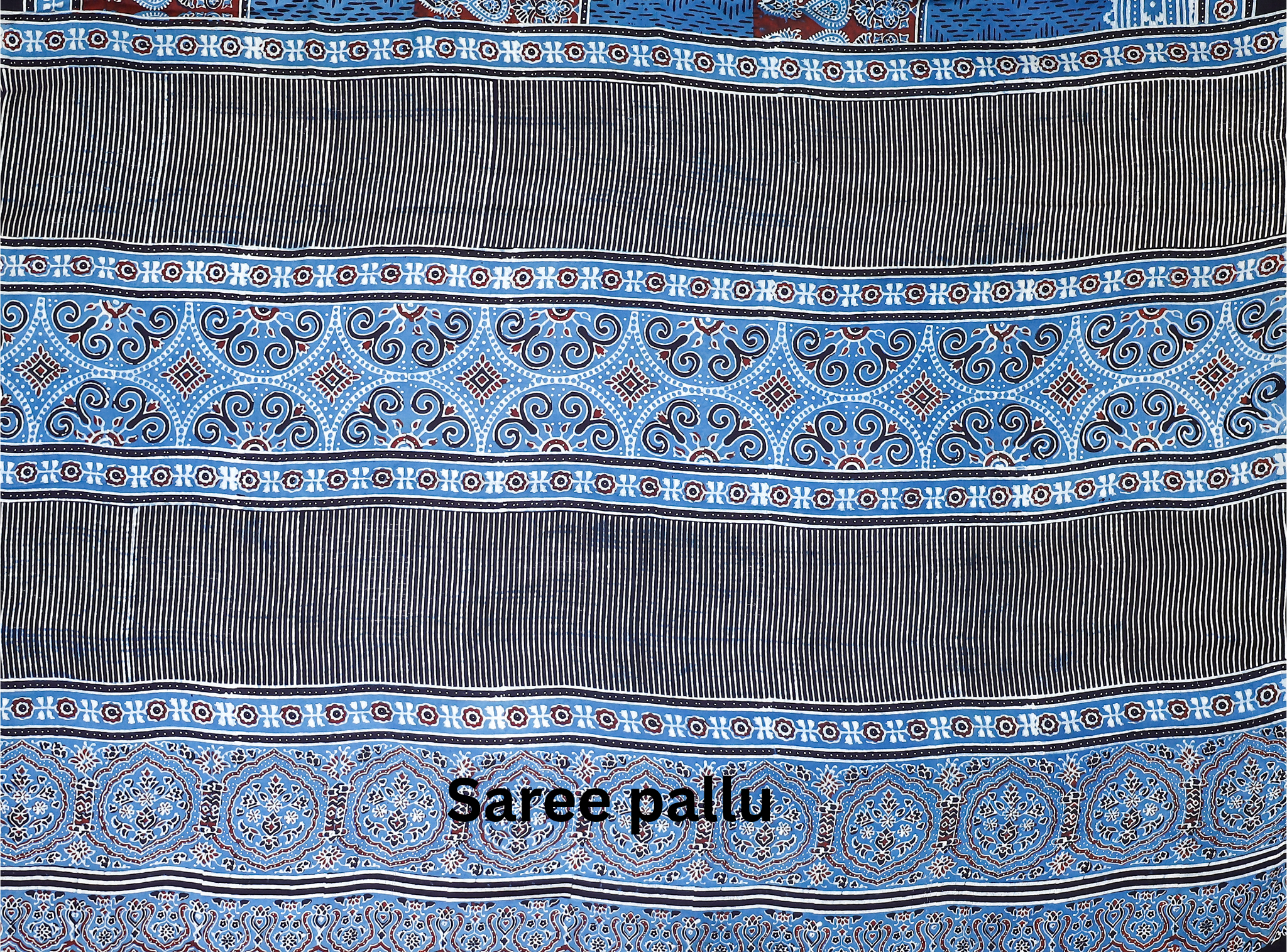 Ajrakh block printed Modal Silk Saree #5