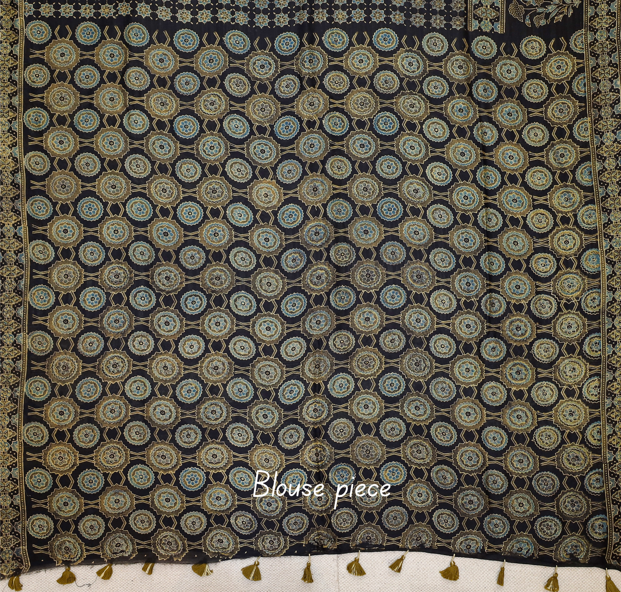 Ajrakh block printed Chanderi Silk Saree # 11