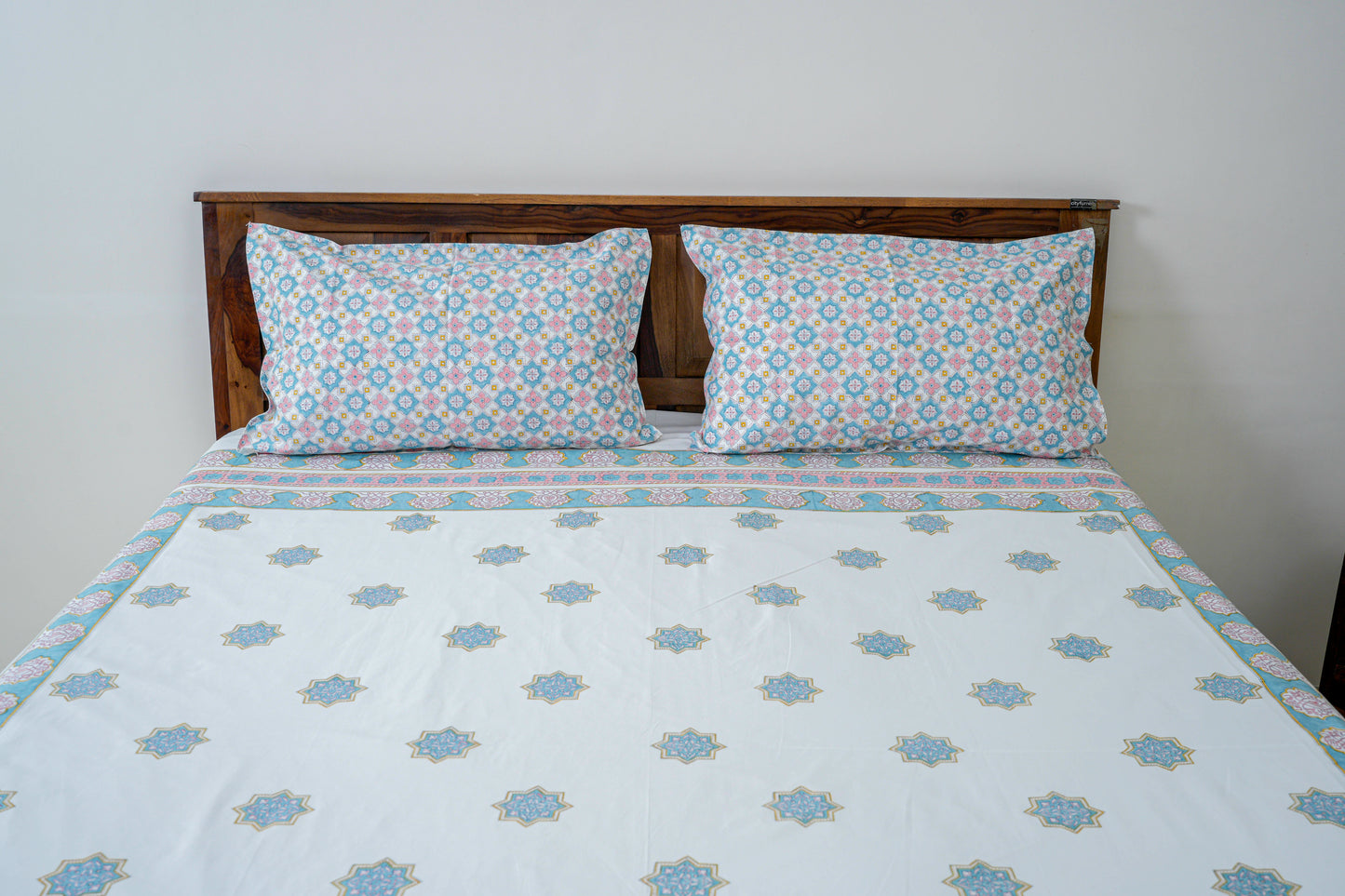 Rangeelein Sitarein | Handblock printed Bedsheet|Double bed: King  Size |400 TC Premium Cotton| Complementing pillow covers