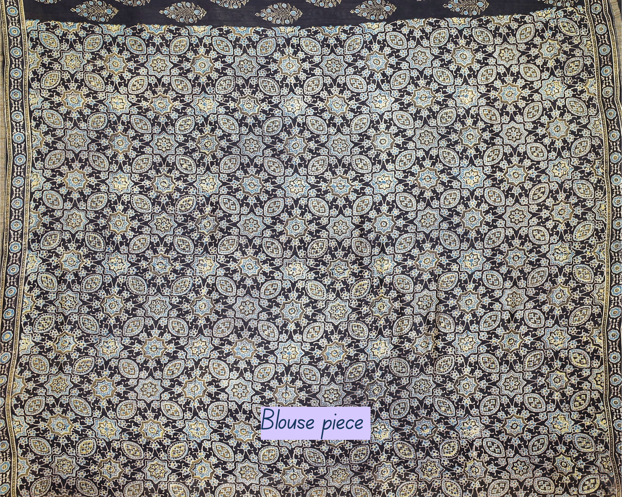 Ajrakh block printed Chanderi Silk Cotton Saree #2