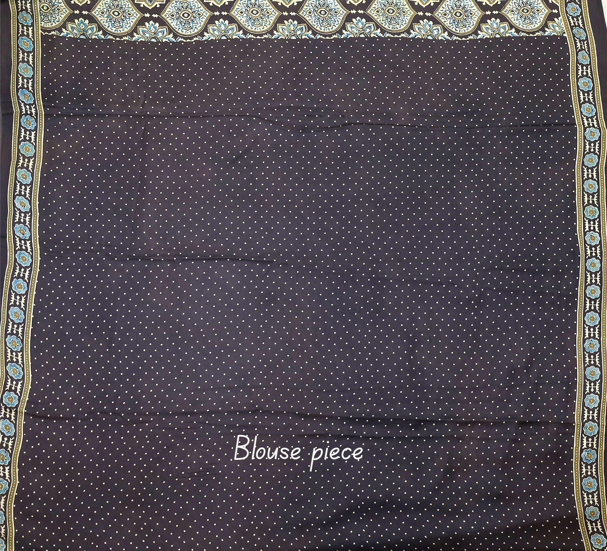 Ajrakh block printed Modal Silk Saree #4