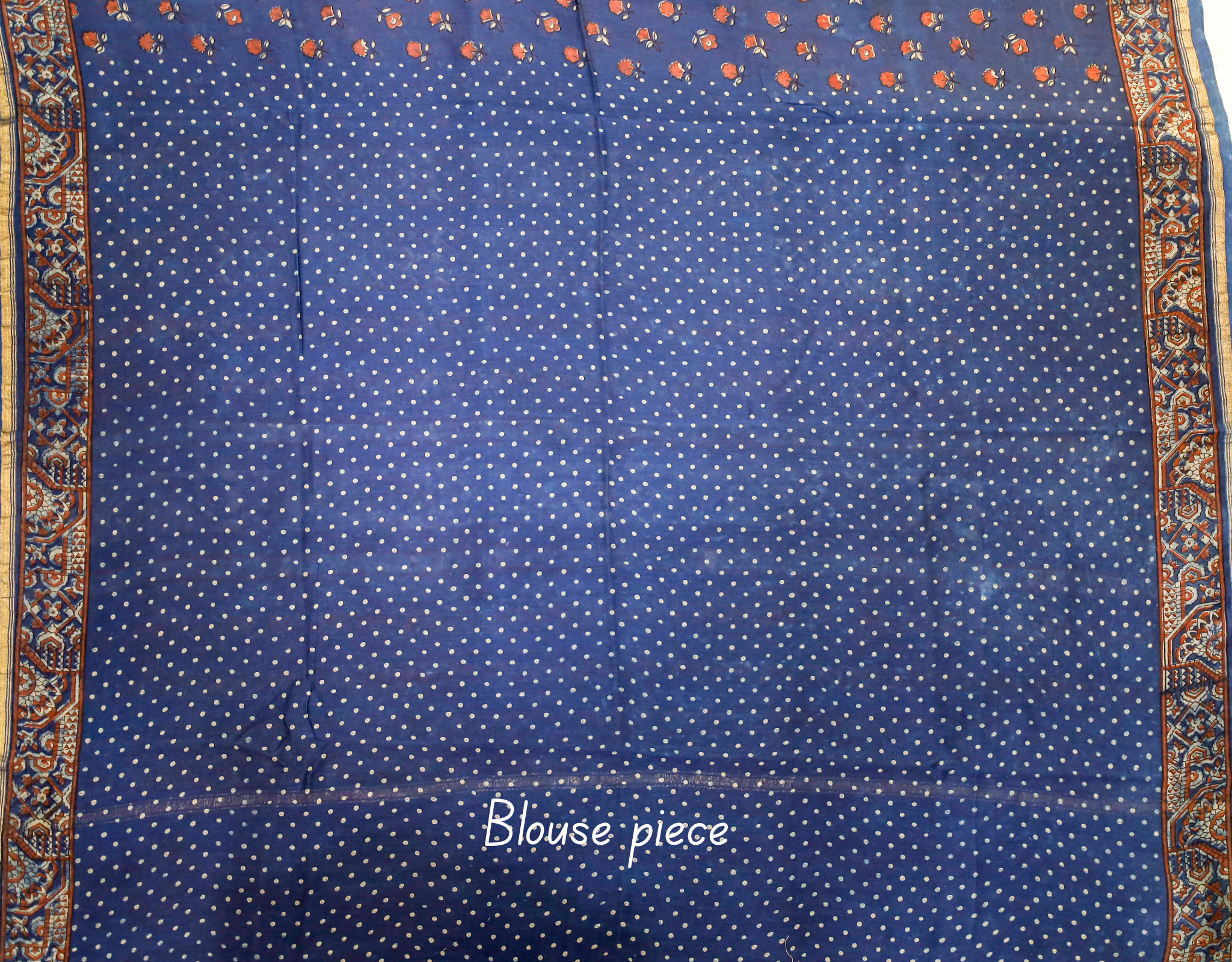 Blue Akola Blockprint saree # 30