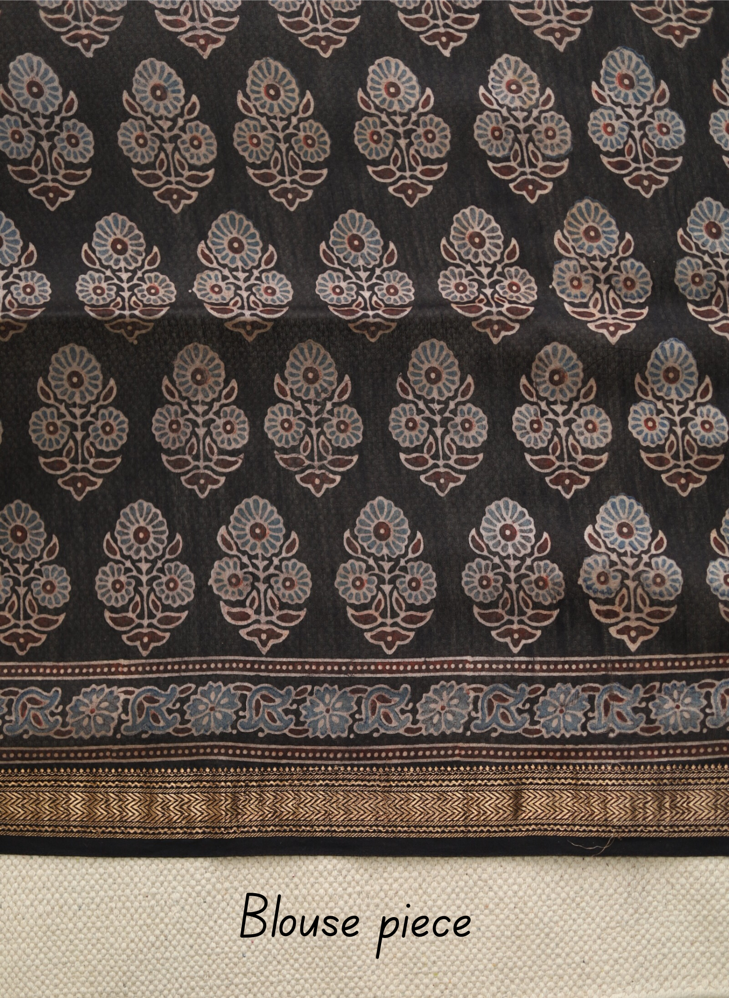 Maheshwari Ajrakh Blockprinted Saree # 49