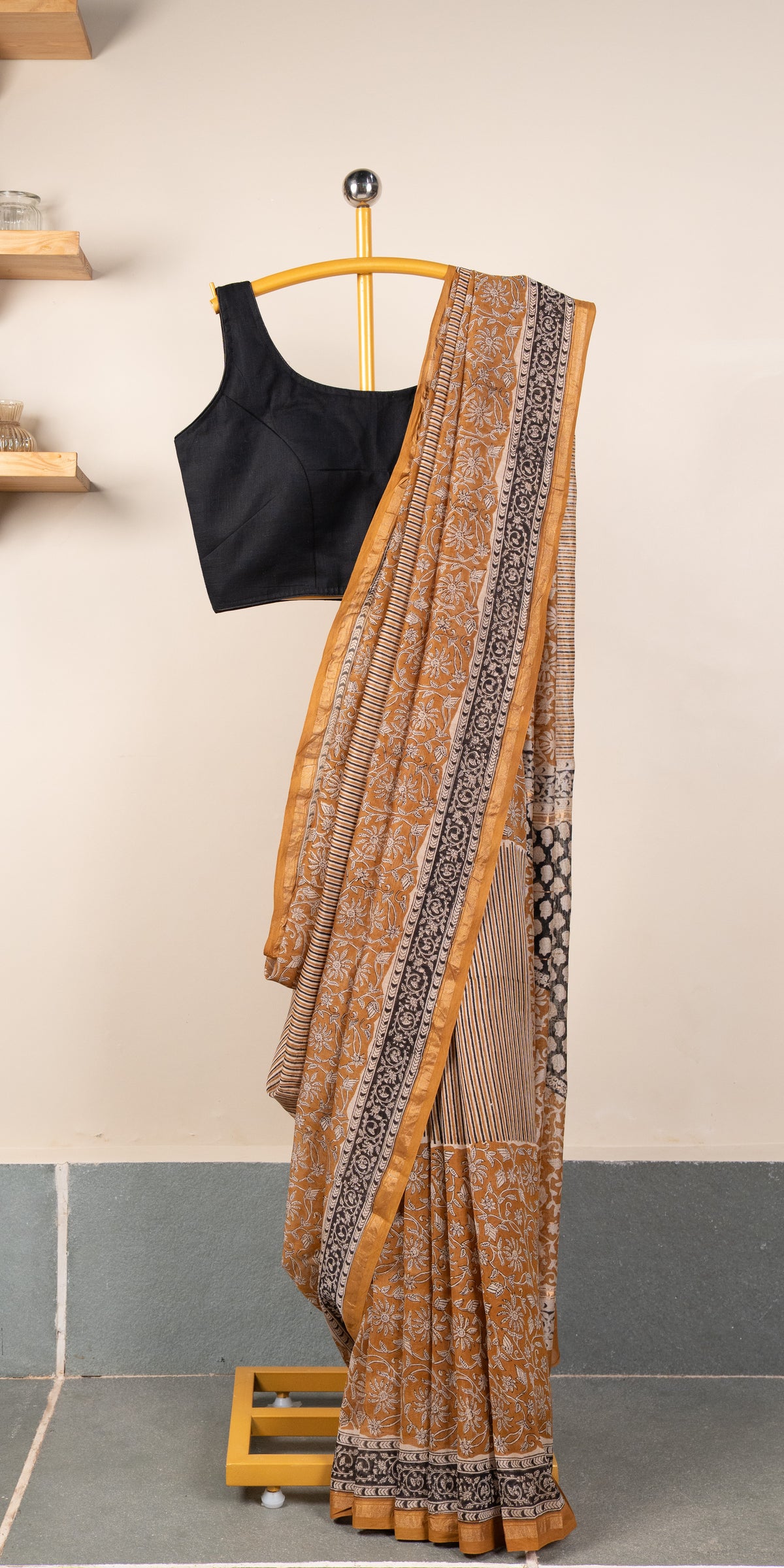 Bagru Blockprinted Chanderi Silkcotton Saree #80