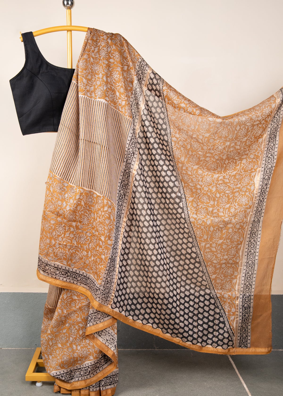 Bagru Blockprinted Chanderi Silkcotton Saree #80