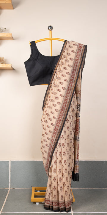 Bagru Blockprinted Chanderi Silkcotton Saree #81