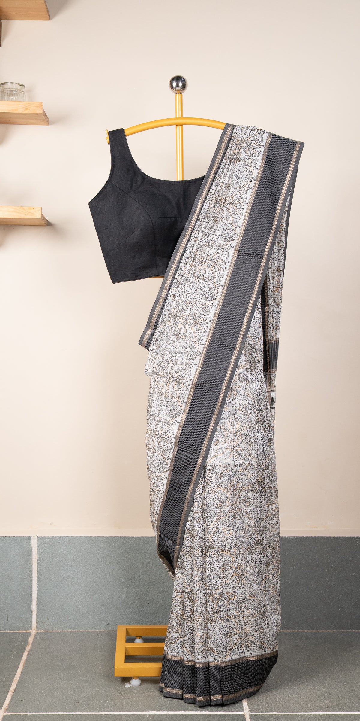 Blockprinted Maheshwari SilkCotton Handloom Saree #82