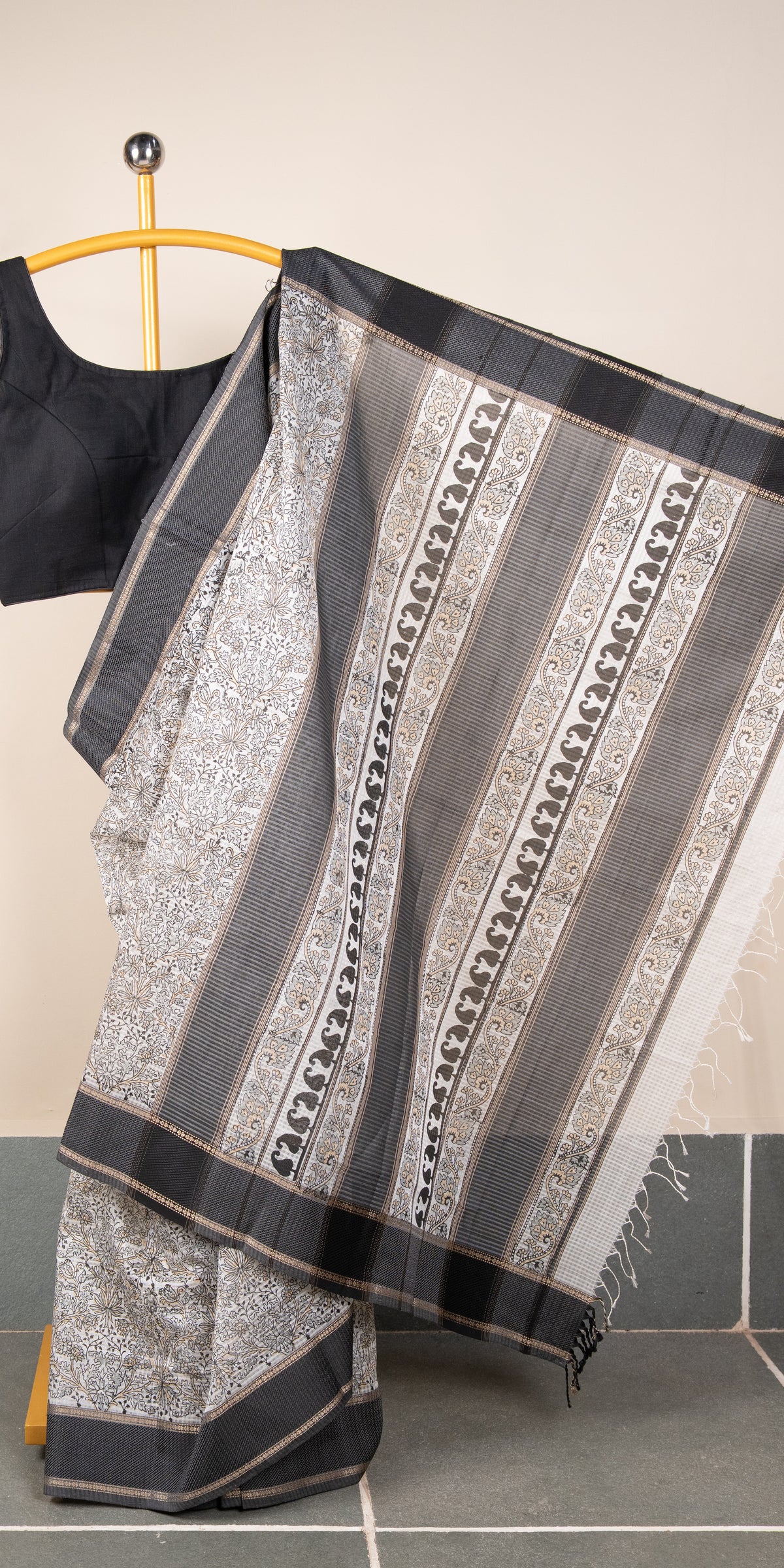 Blockprinted Maheshwari SilkCotton Handloom Saree #82