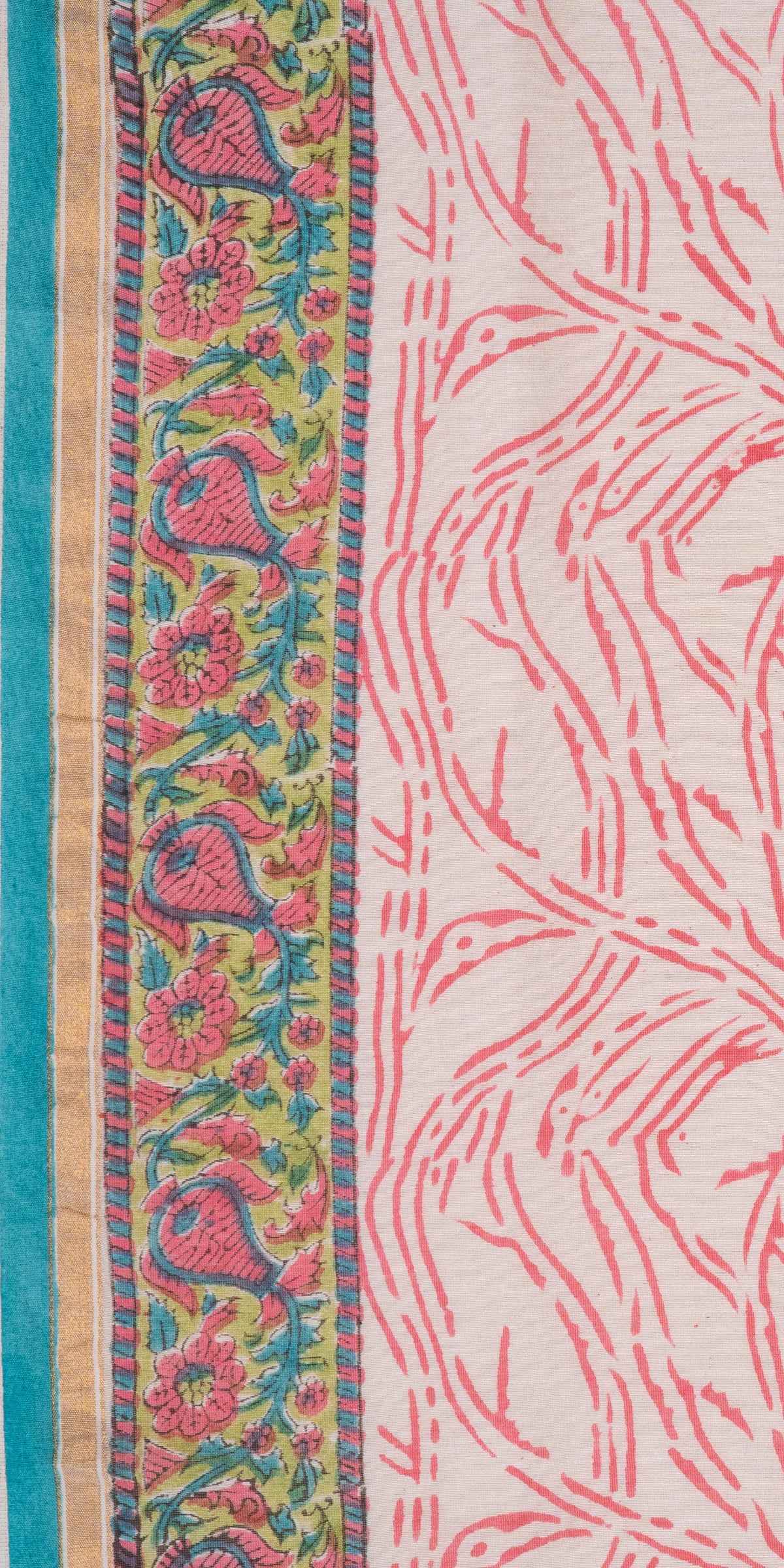 Sanganeri Blockprinted Chanderi SilkCotton Saree # 85