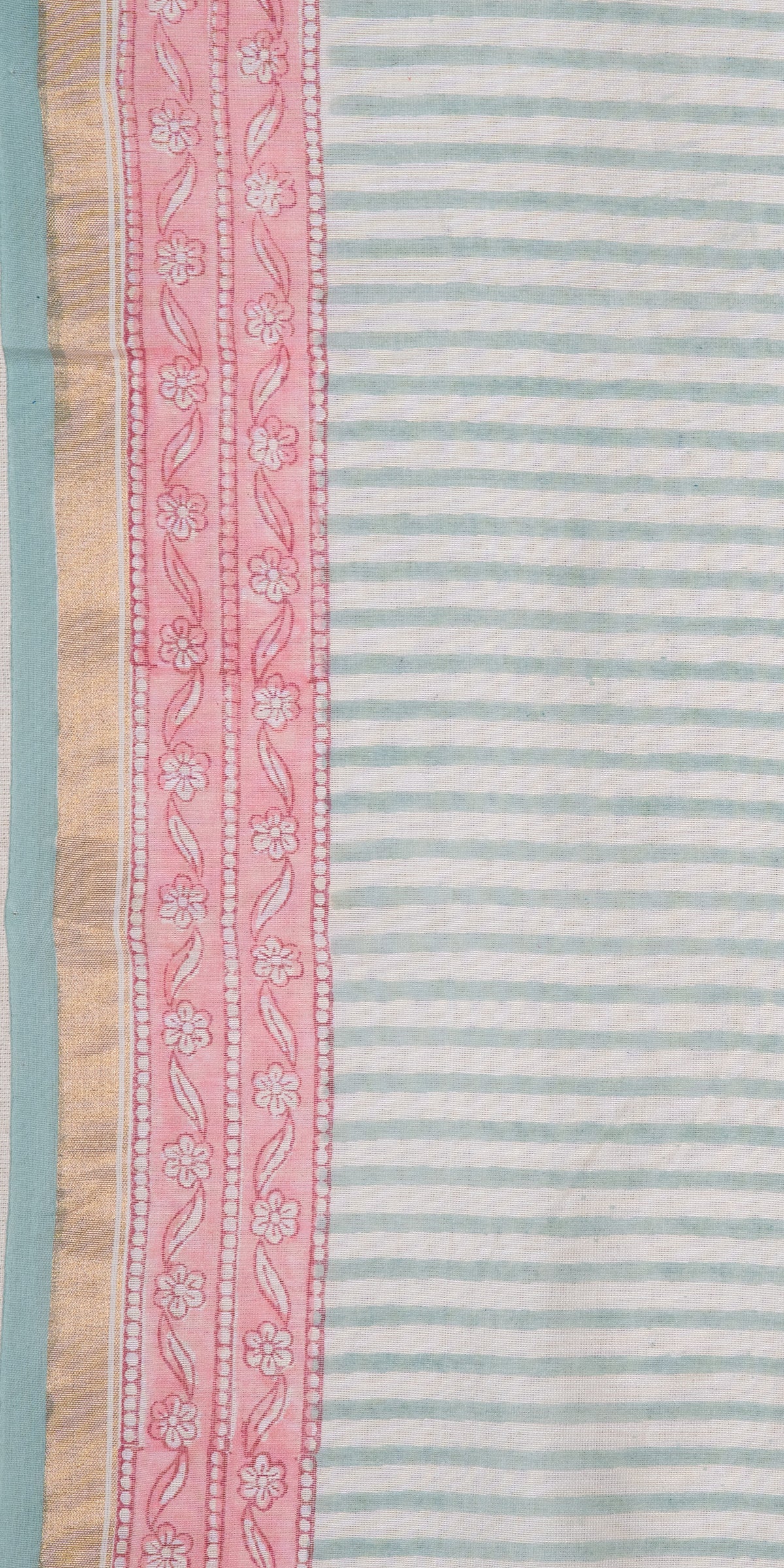 Sanganeri Blockprinted SilkCotton Saree # 86