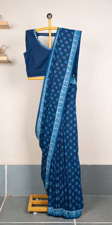 Akola Dabu Blockprinted Cotton Saree # 91