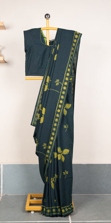 Akola Dabu Blockprinted Cotton Saree # 87
