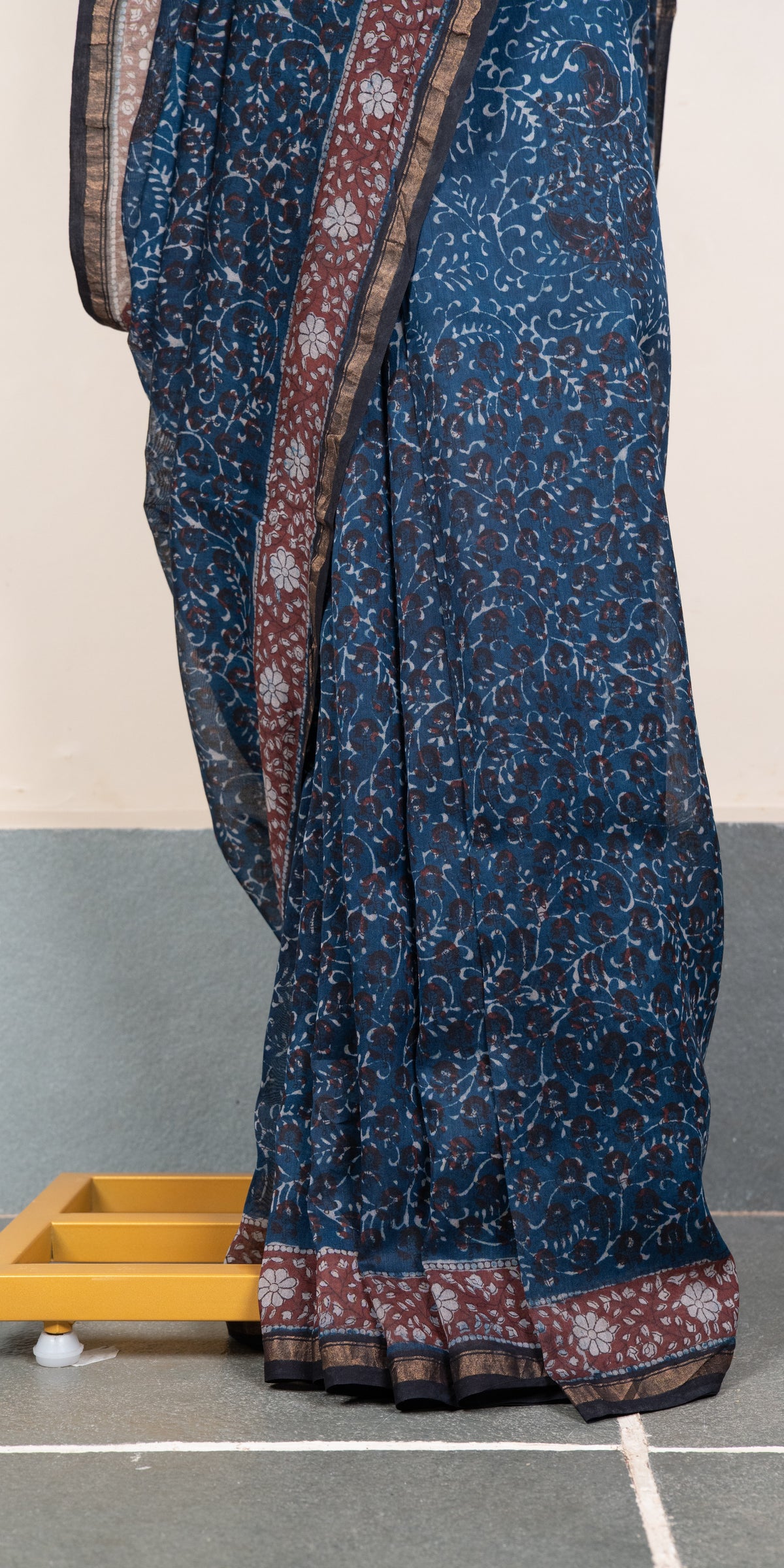 Bagru Dabu Blockprinted  Chanderi Silk Cotton Saree #88