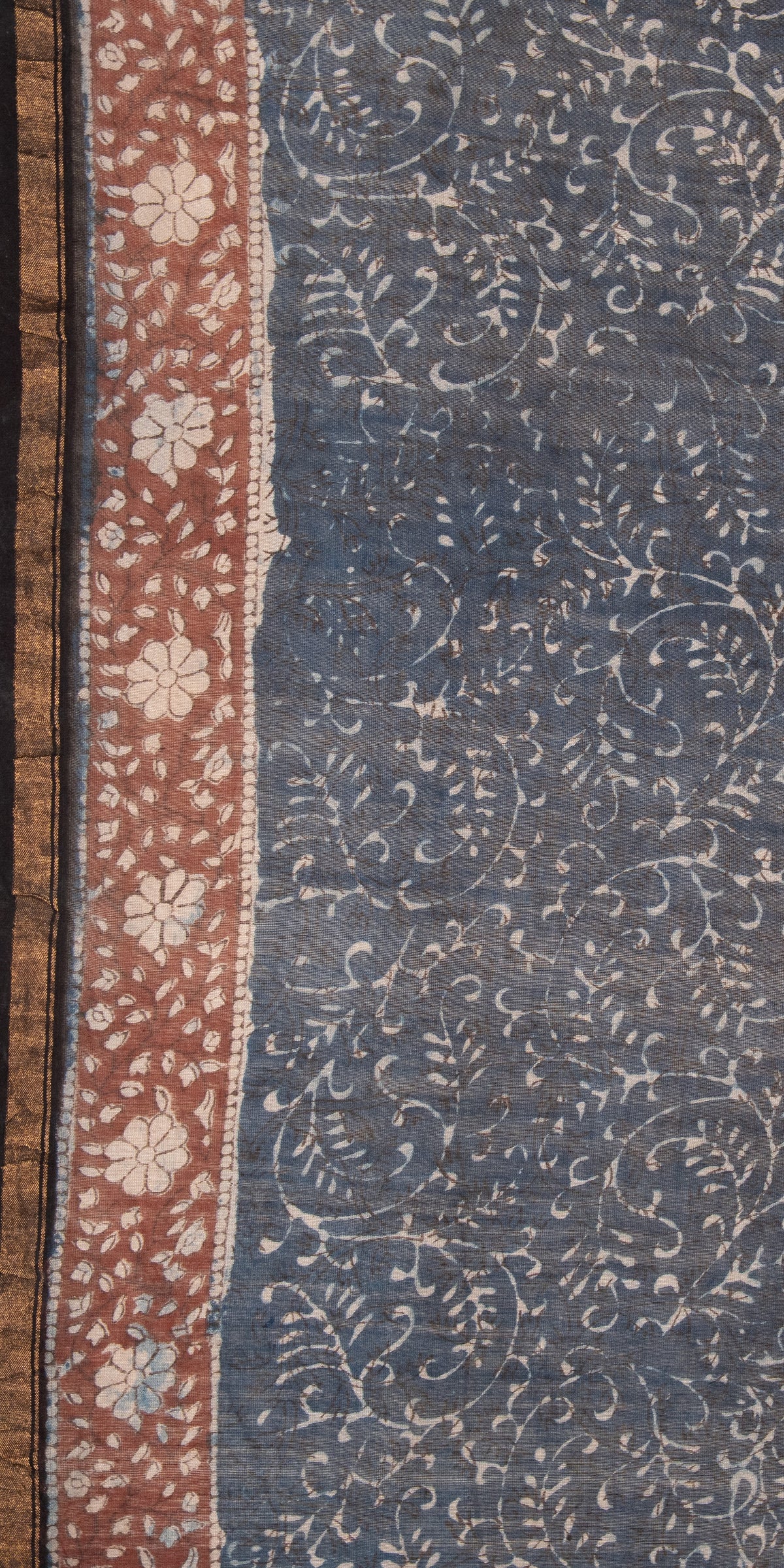 Bagru Dabu Blockprinted  Chanderi Silk Cotton Saree 89