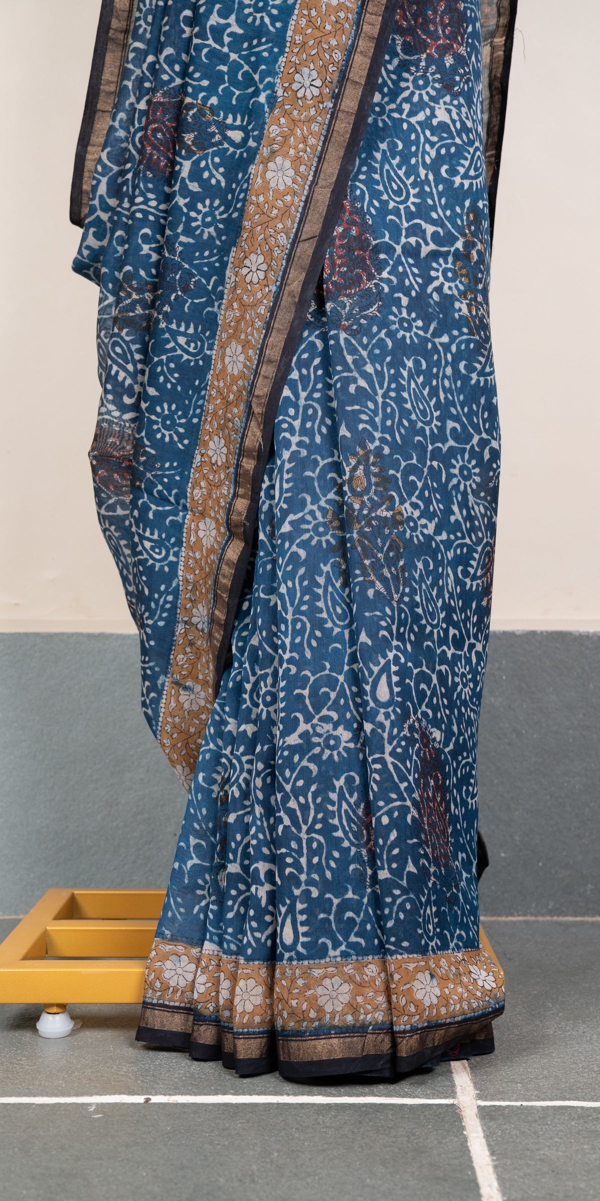 Bagru Dabu Blockprinted  Chanderi Silk Cotton Saree 89