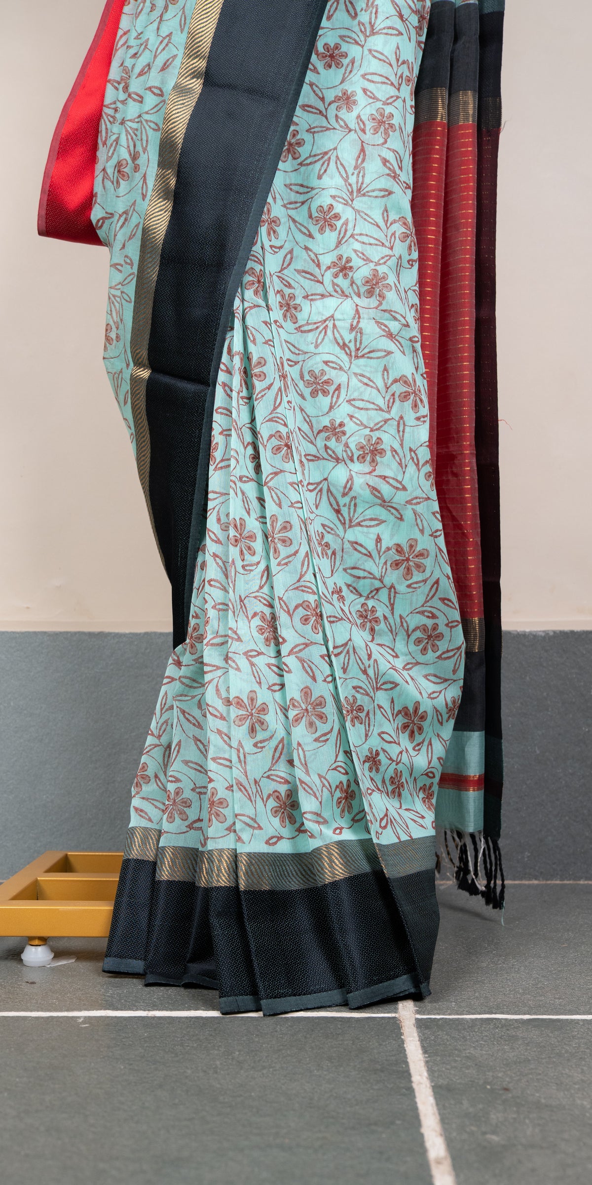 Blockprinted Maheshwari SilkCotton Handloom Saree #90