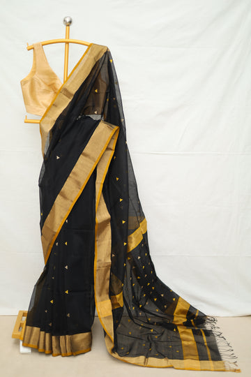 Maheshwari Triangle Butti Zari Border Saree # 42