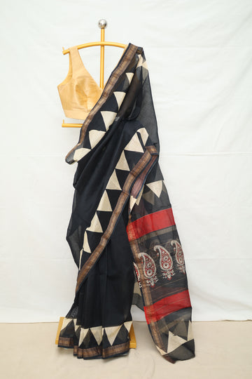 Maheshwari Blockprinted Saree # 45