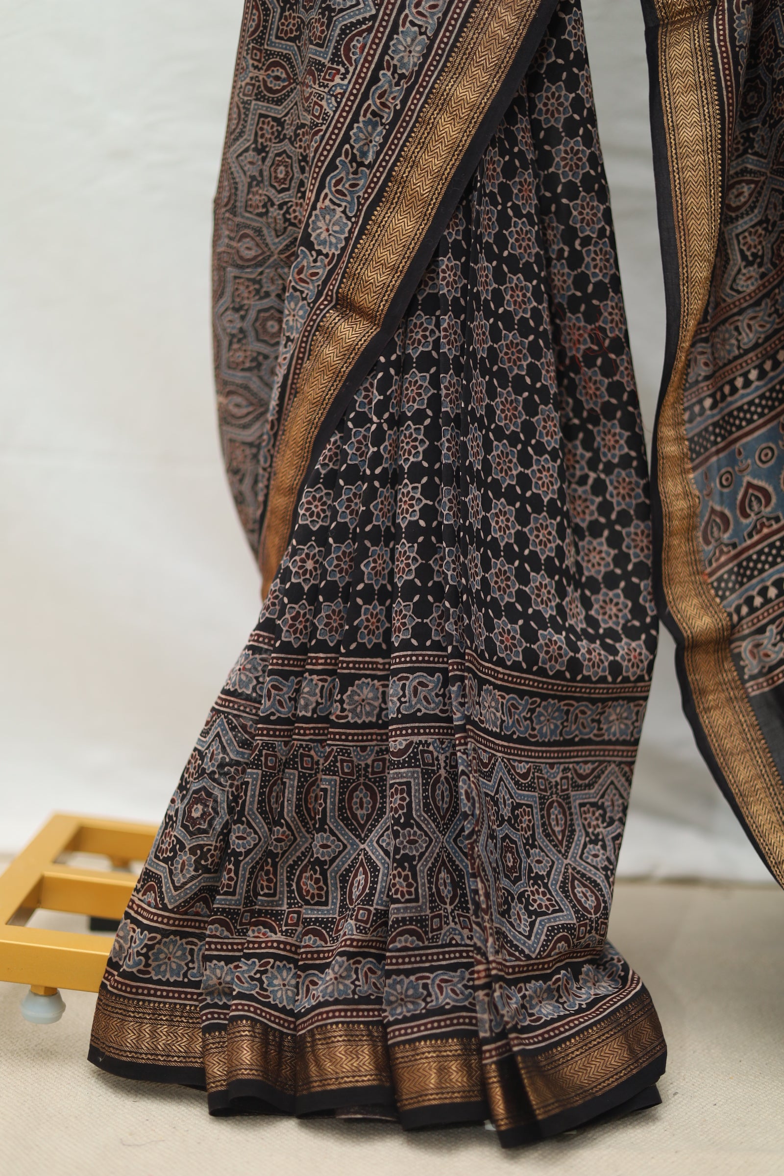 Maheshwari Ajrakh Blockprinted Saree # 49