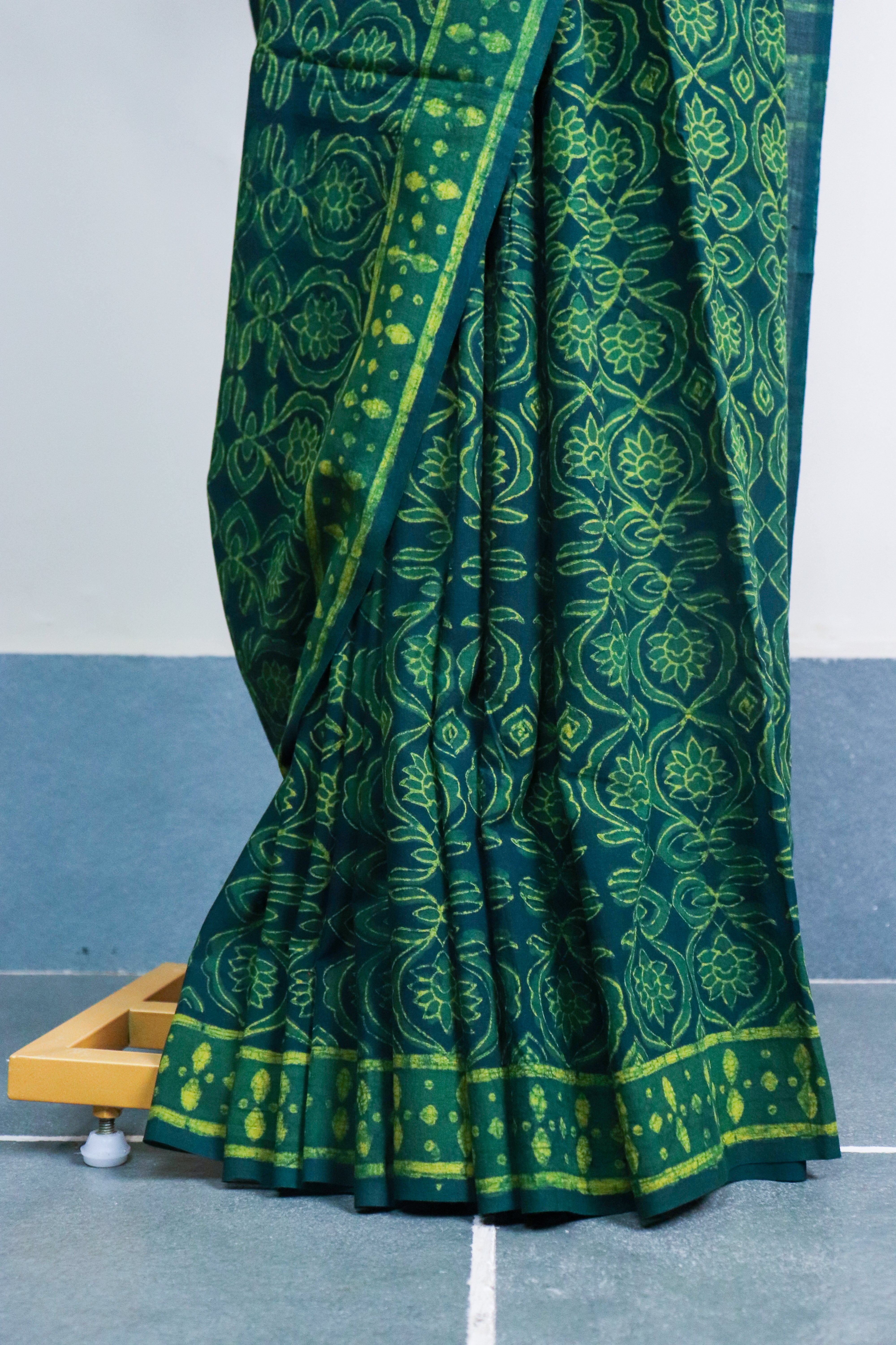 Akola Blockprinted Cotton Saree #70