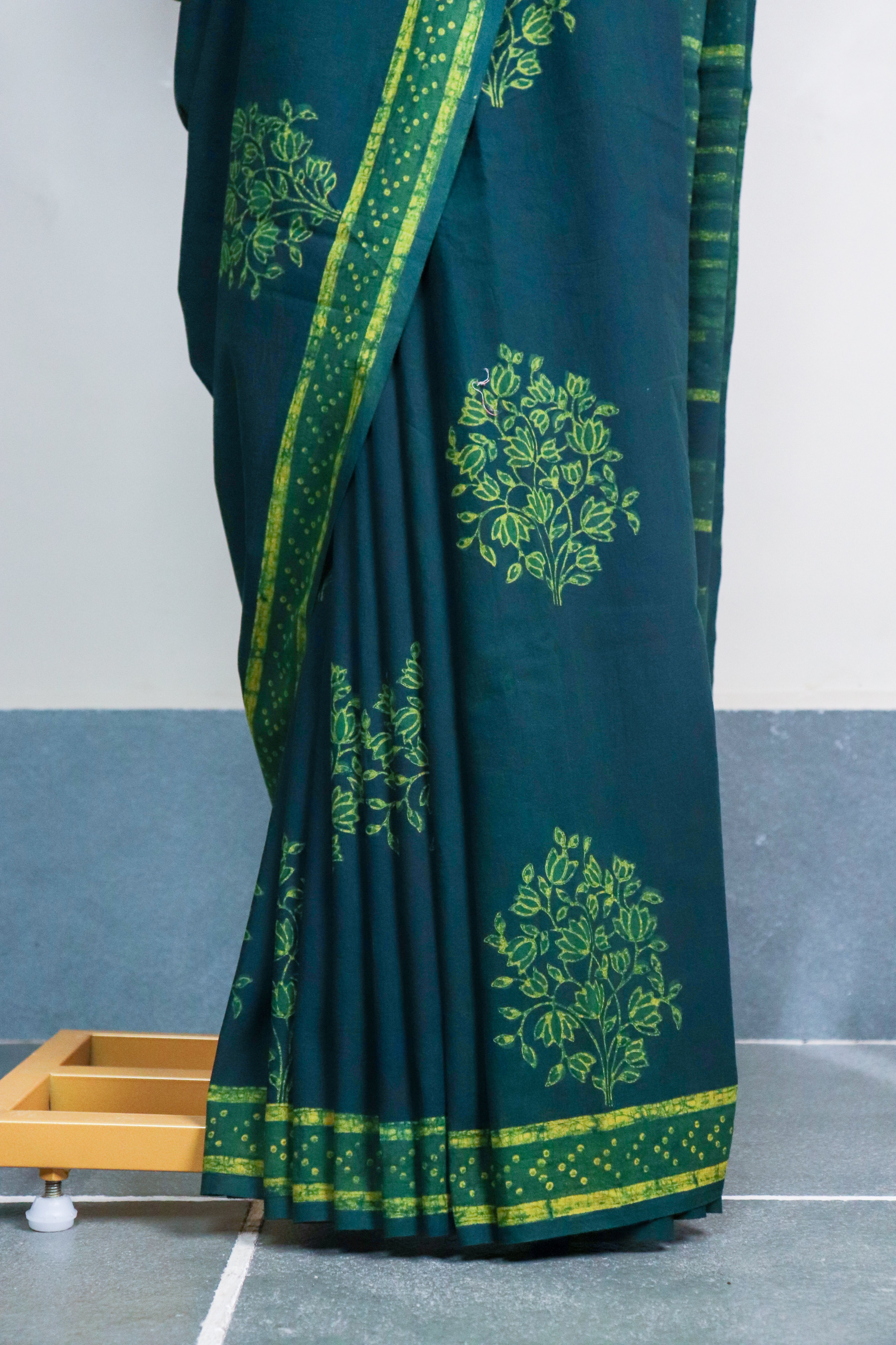 Akola Blockprinted Cotton Saree #72