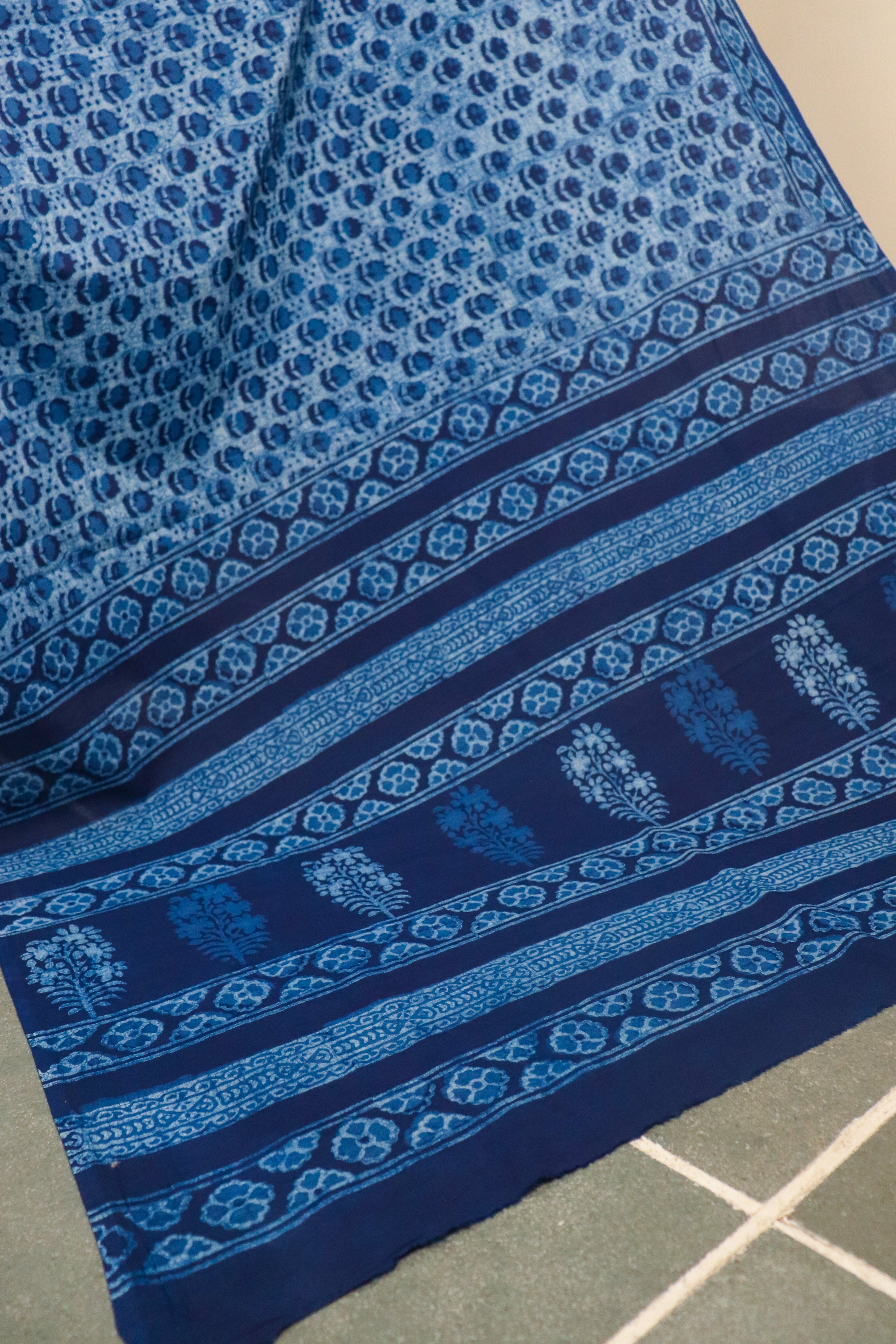 Akola Blockprinted Cotton Saree #73