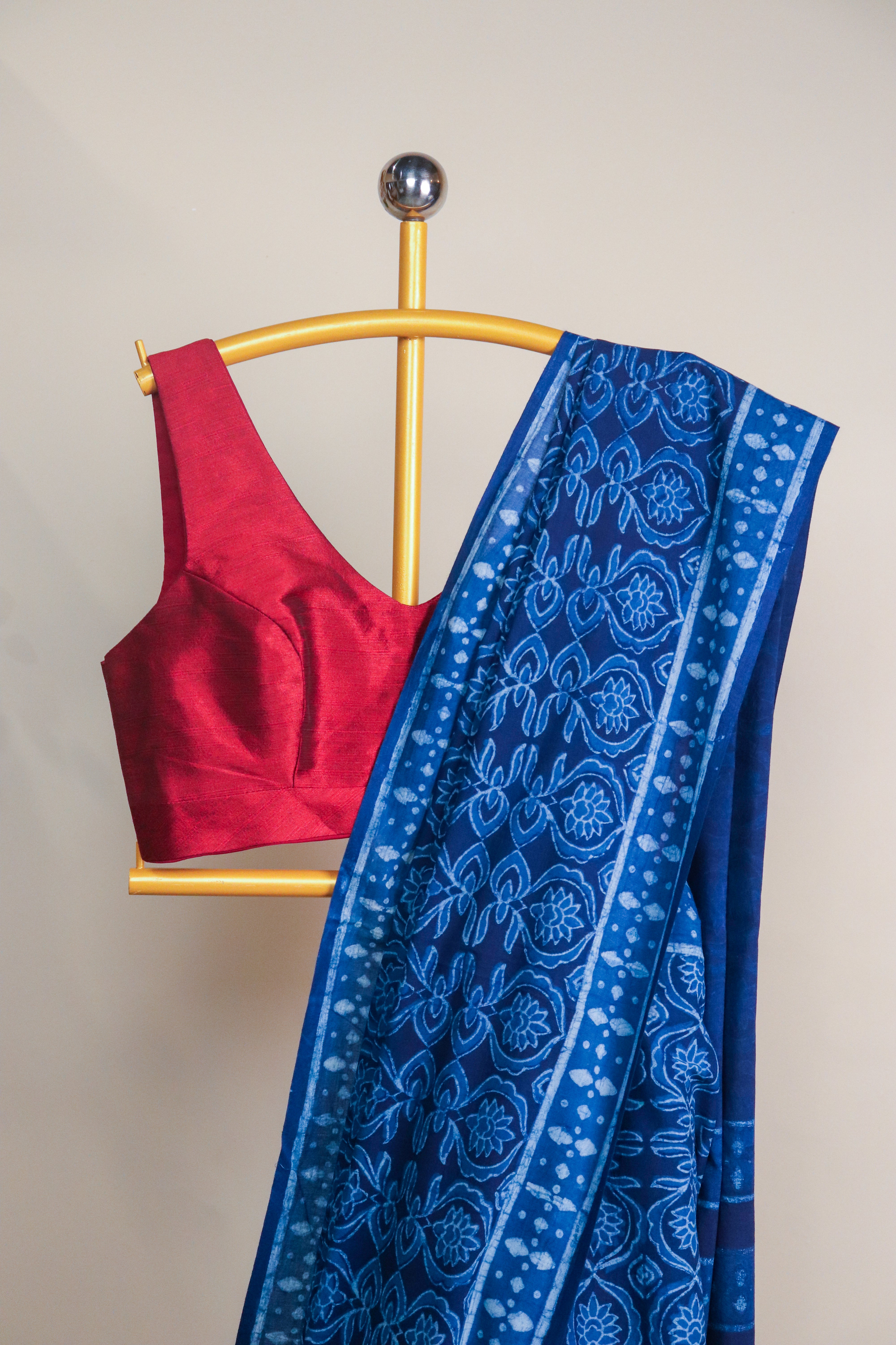 Akola Blockprinted Cotton Saree #74