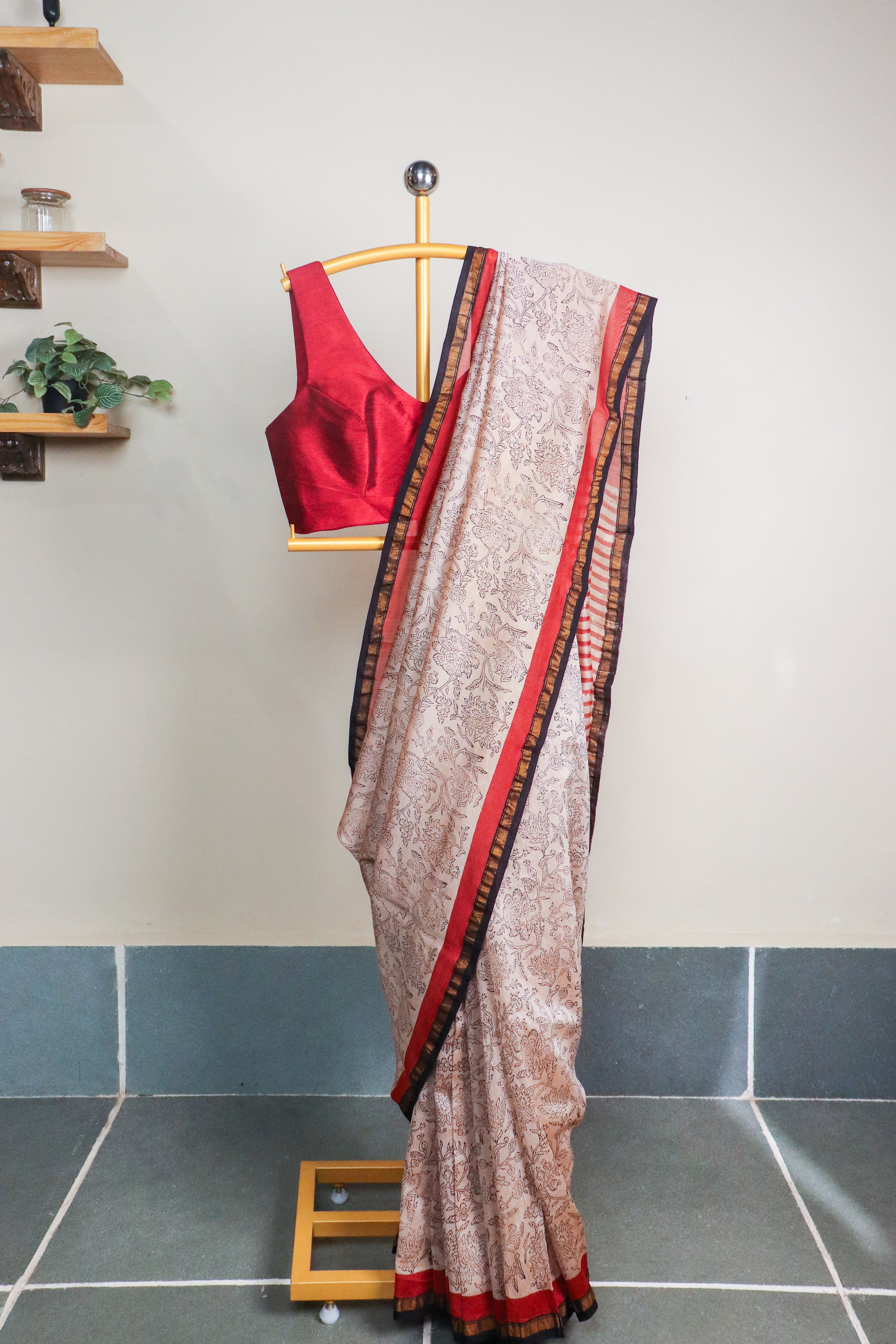 Bagru Blockprinted Chanderi SilkCotton Saree #75