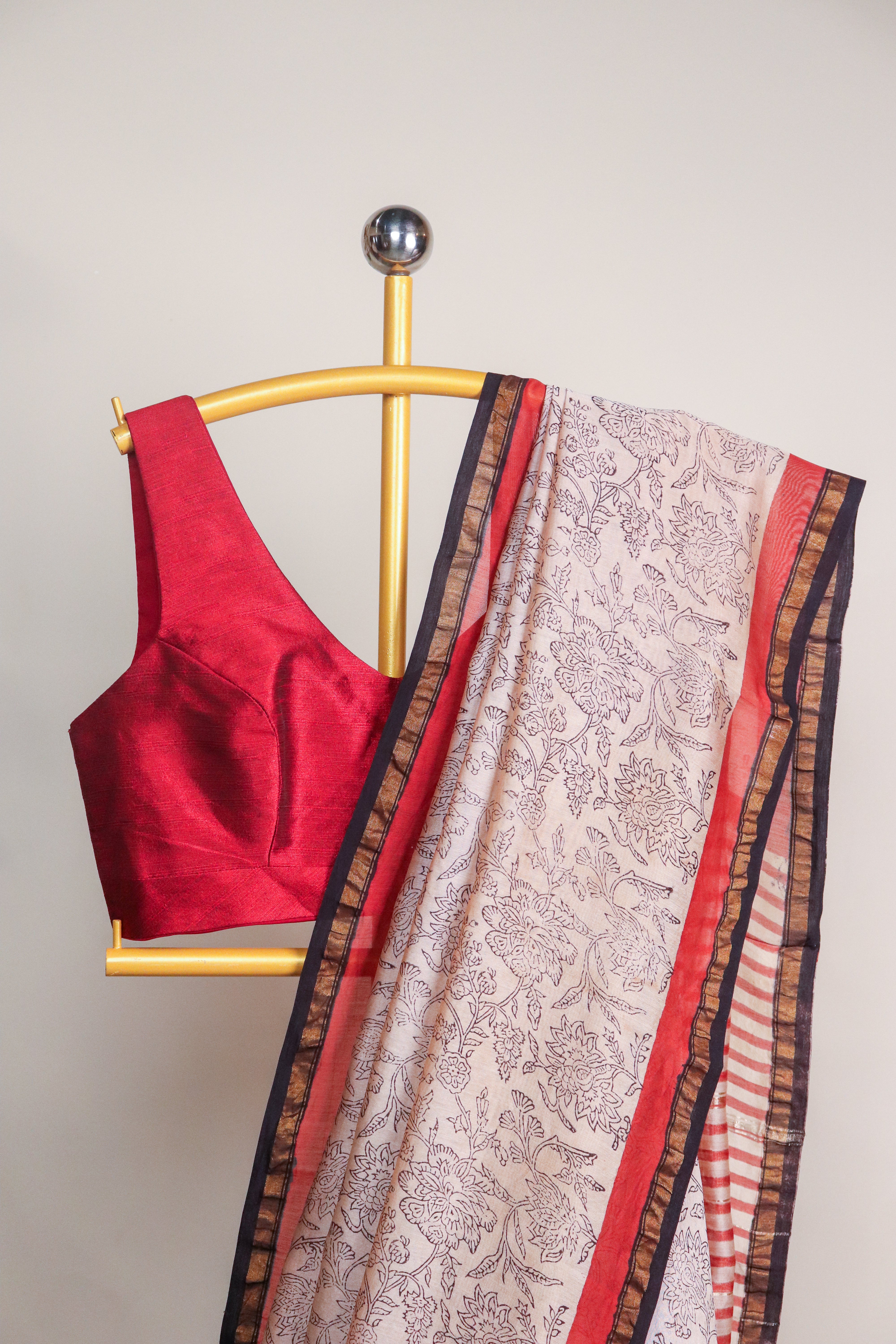 Bagru Blockprinted Chanderi SilkCotton Saree #75