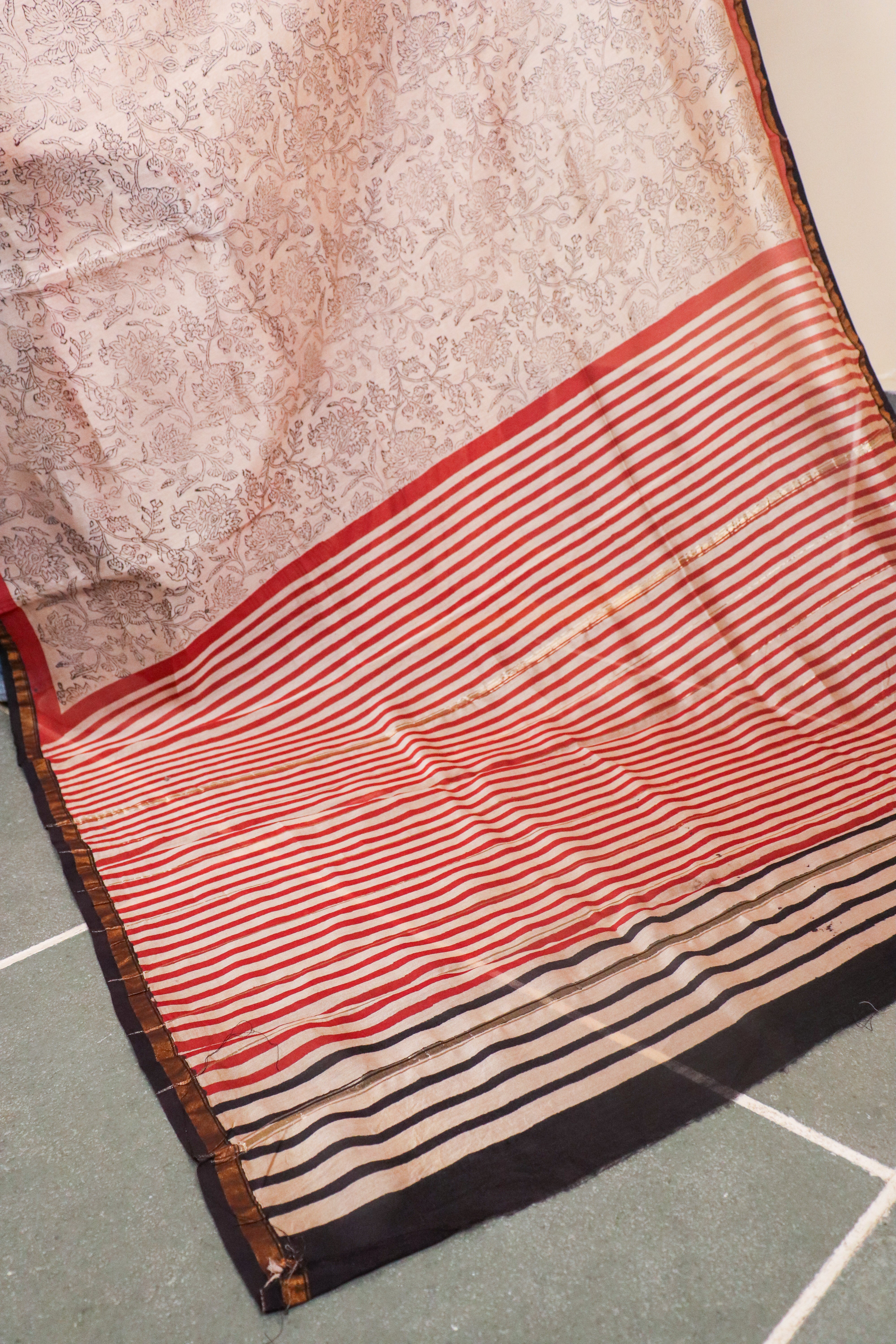 Bagru Blockprinted Chanderi SilkCotton Saree #75