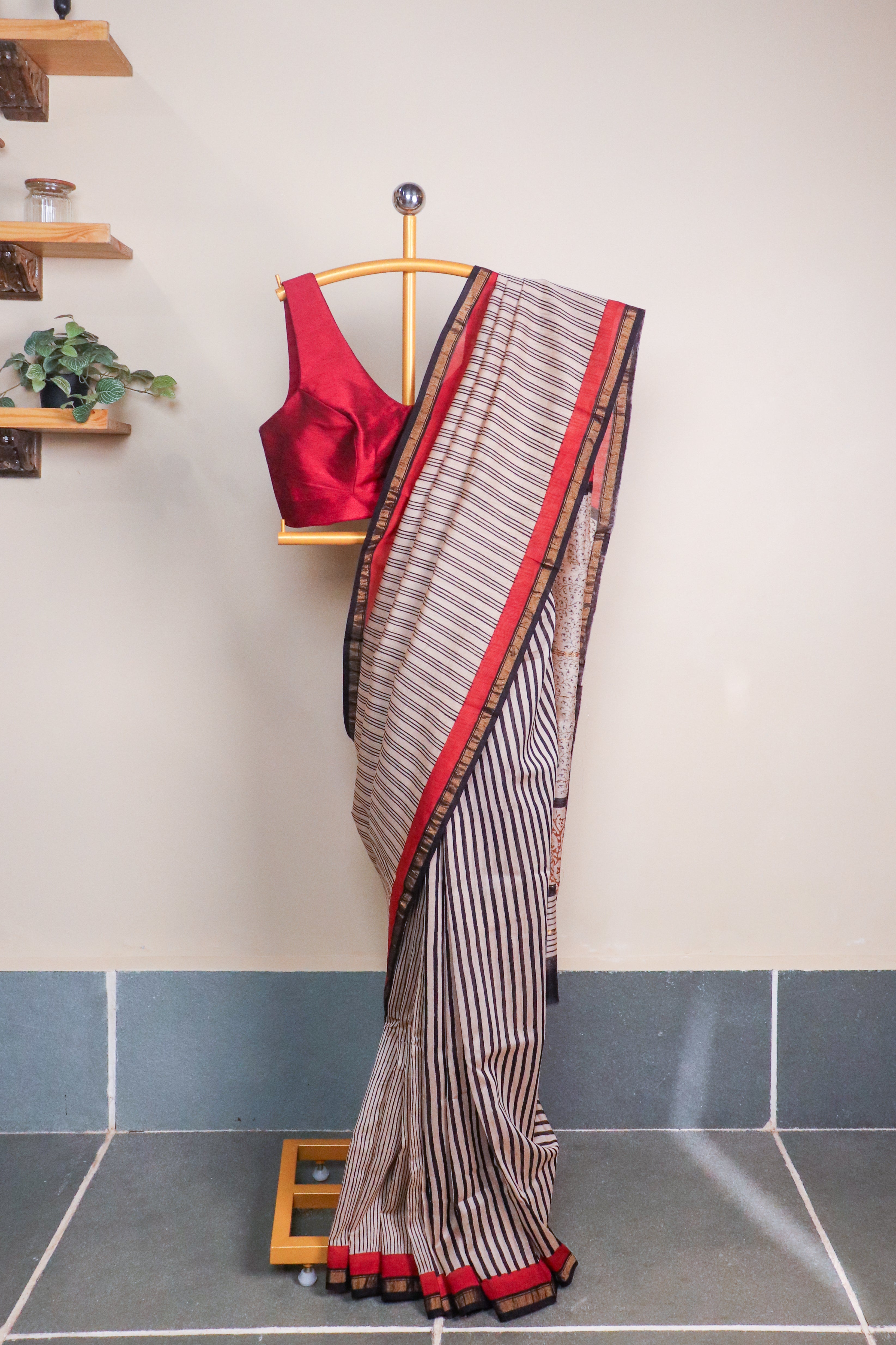 Bagru Blockprinted Chanderi SilkCotton Saree #76
