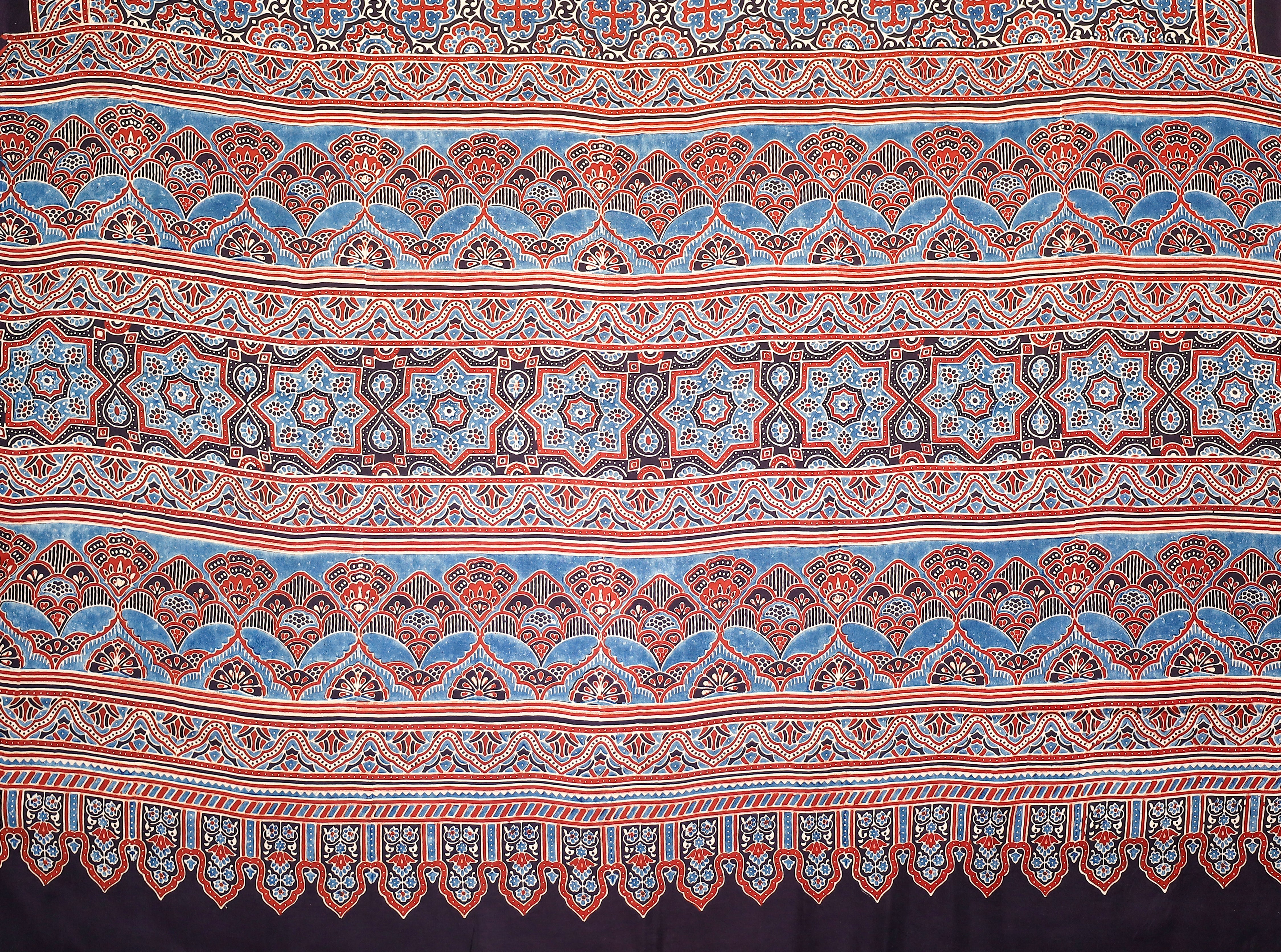 Ajrakh block printed Modal Silk Saree # 13