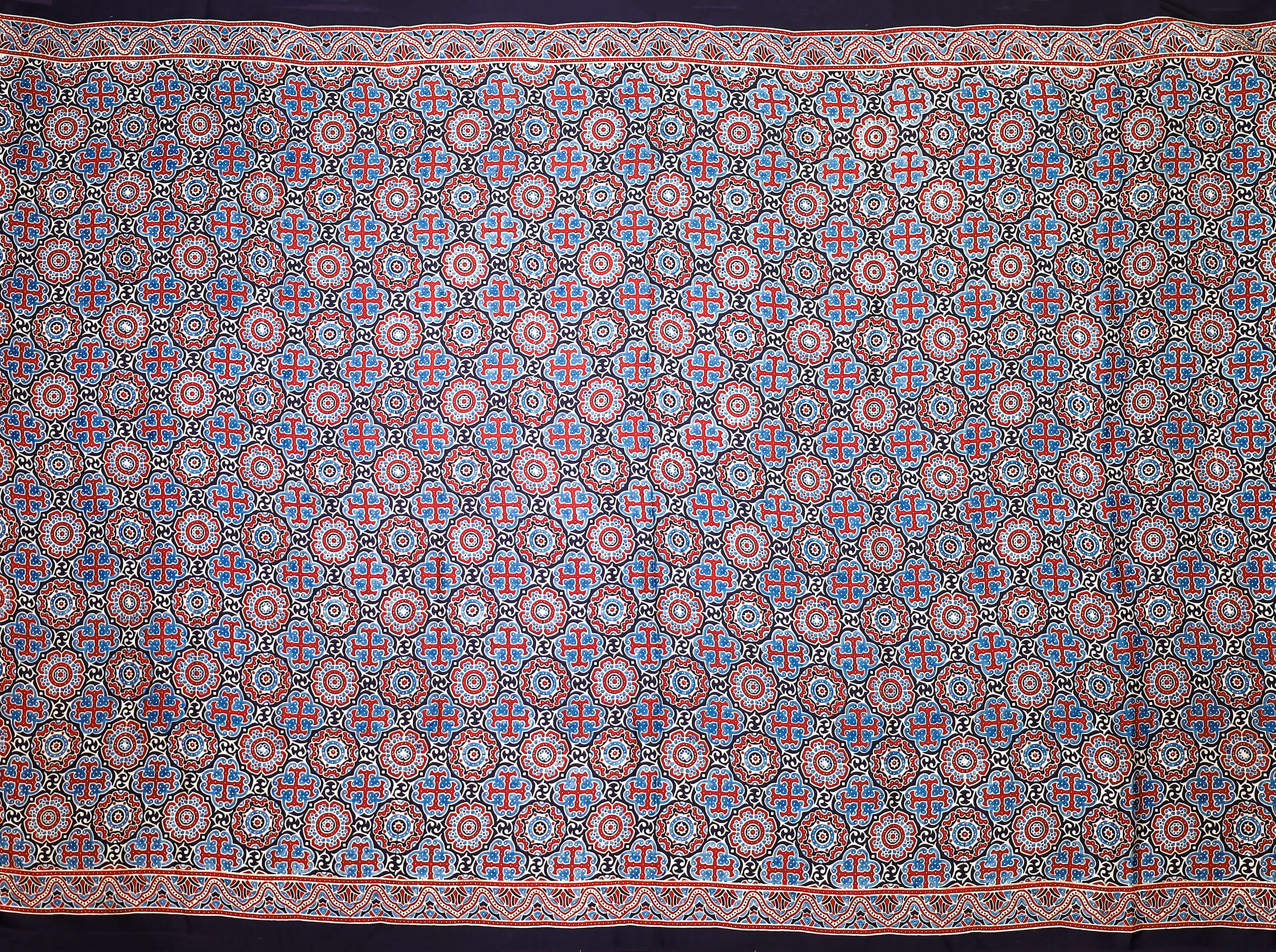 Ajrakh block printed Modal Silk Saree # 13