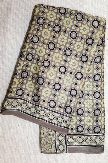 Ajrakh block printed Modal Silk Saree #21