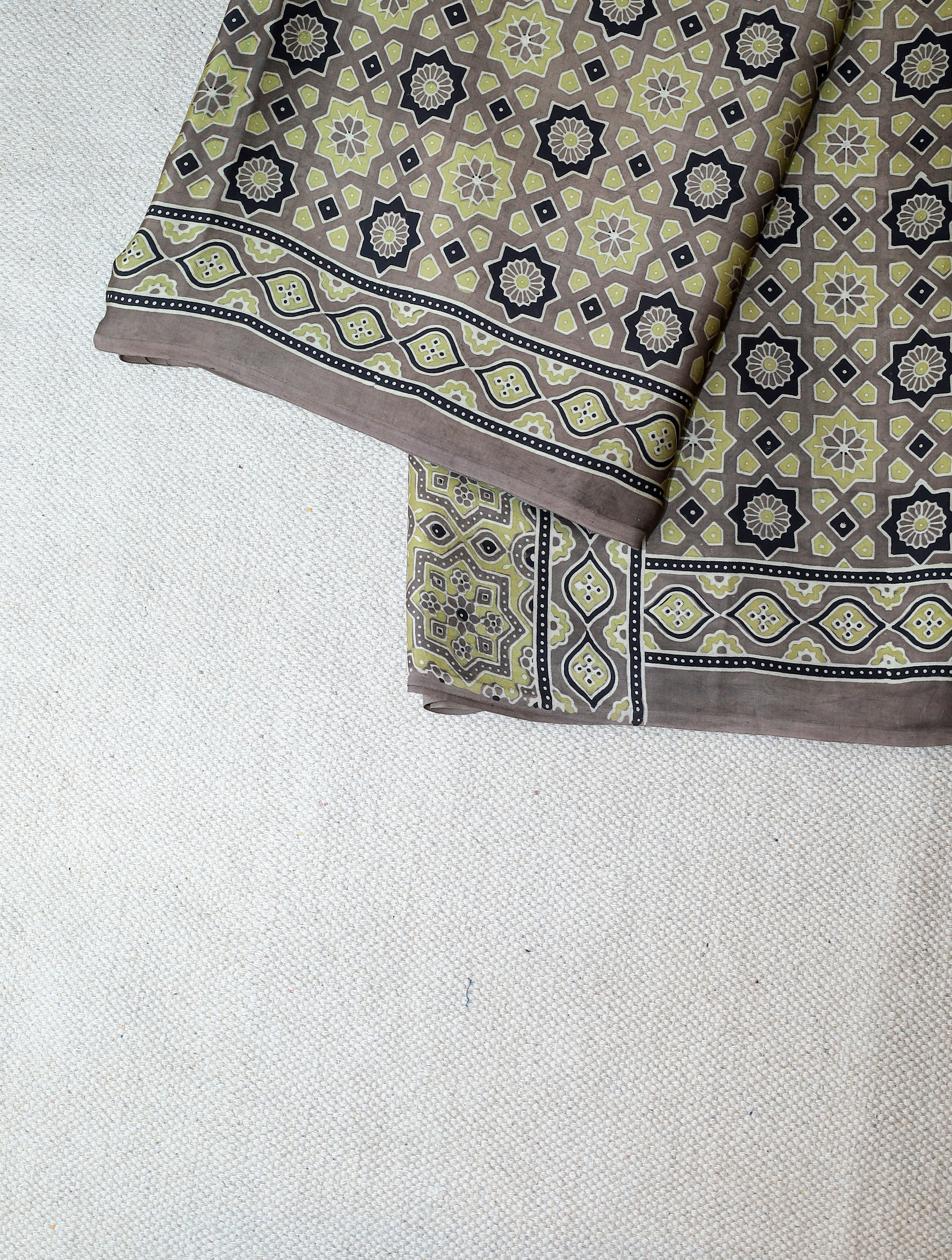 Ajrakh block printed Modal Silk Saree #21