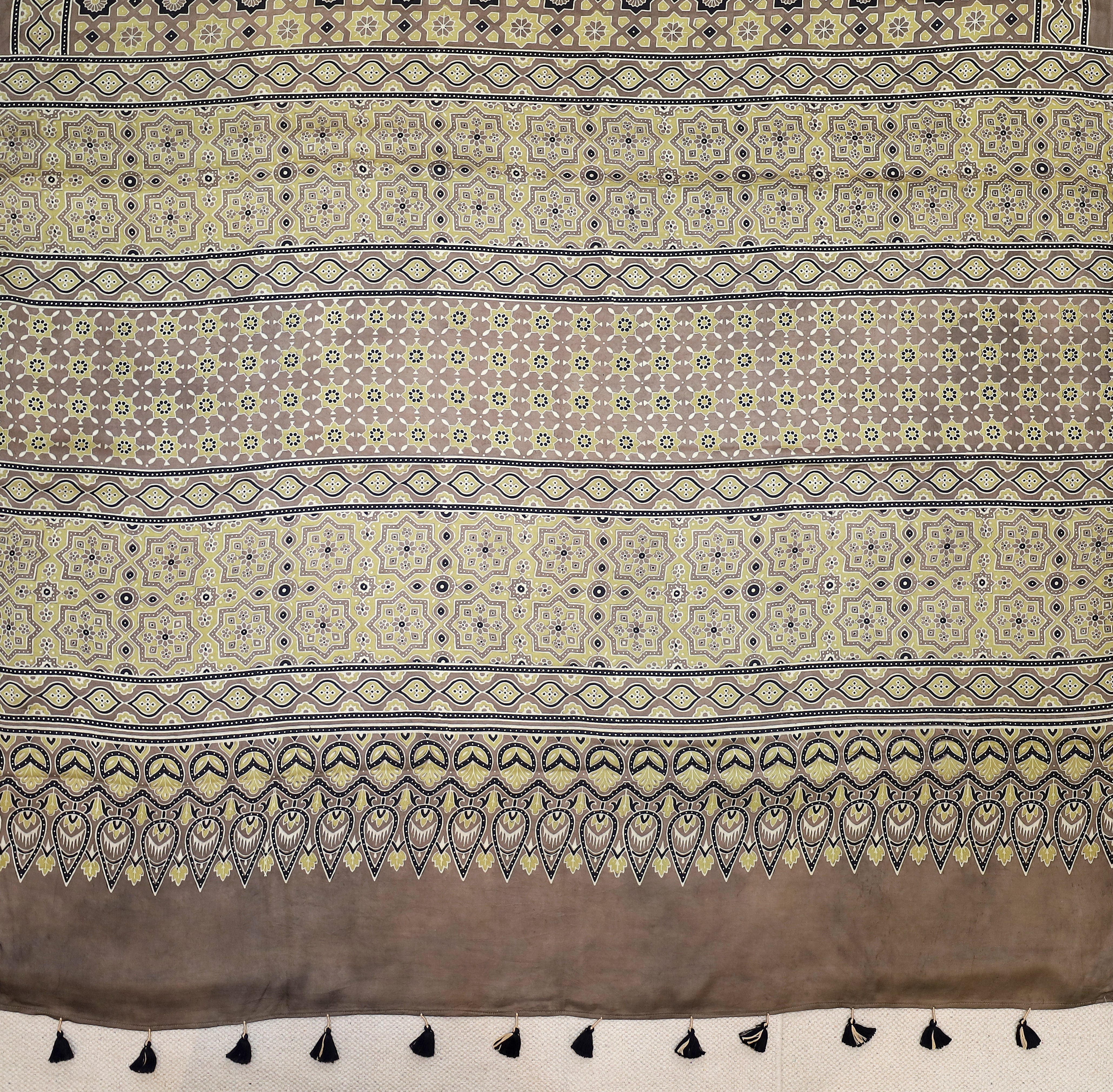 Ajrakh block printed Modal Silk Saree #21