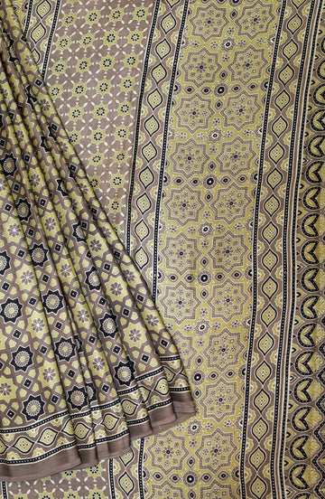 Ajrakh block printed Modal Silk Saree #21