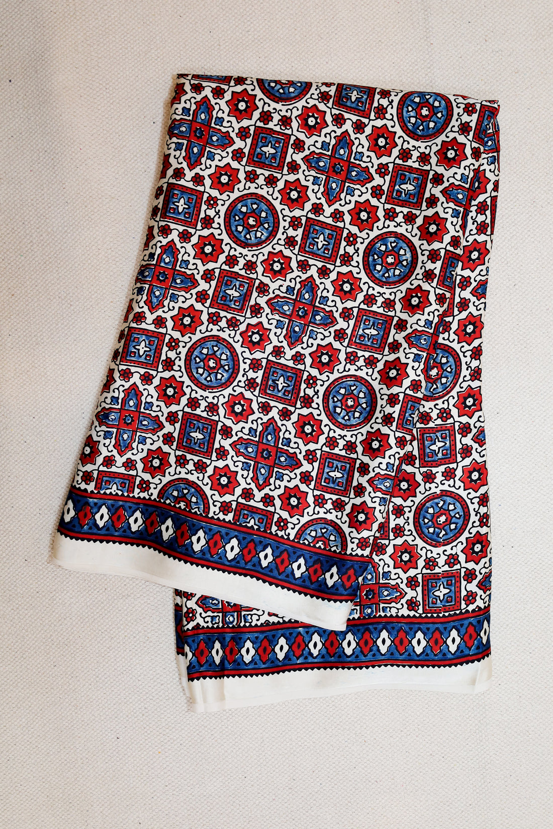 Ajrakh block printed Modal Silk Saree # 10