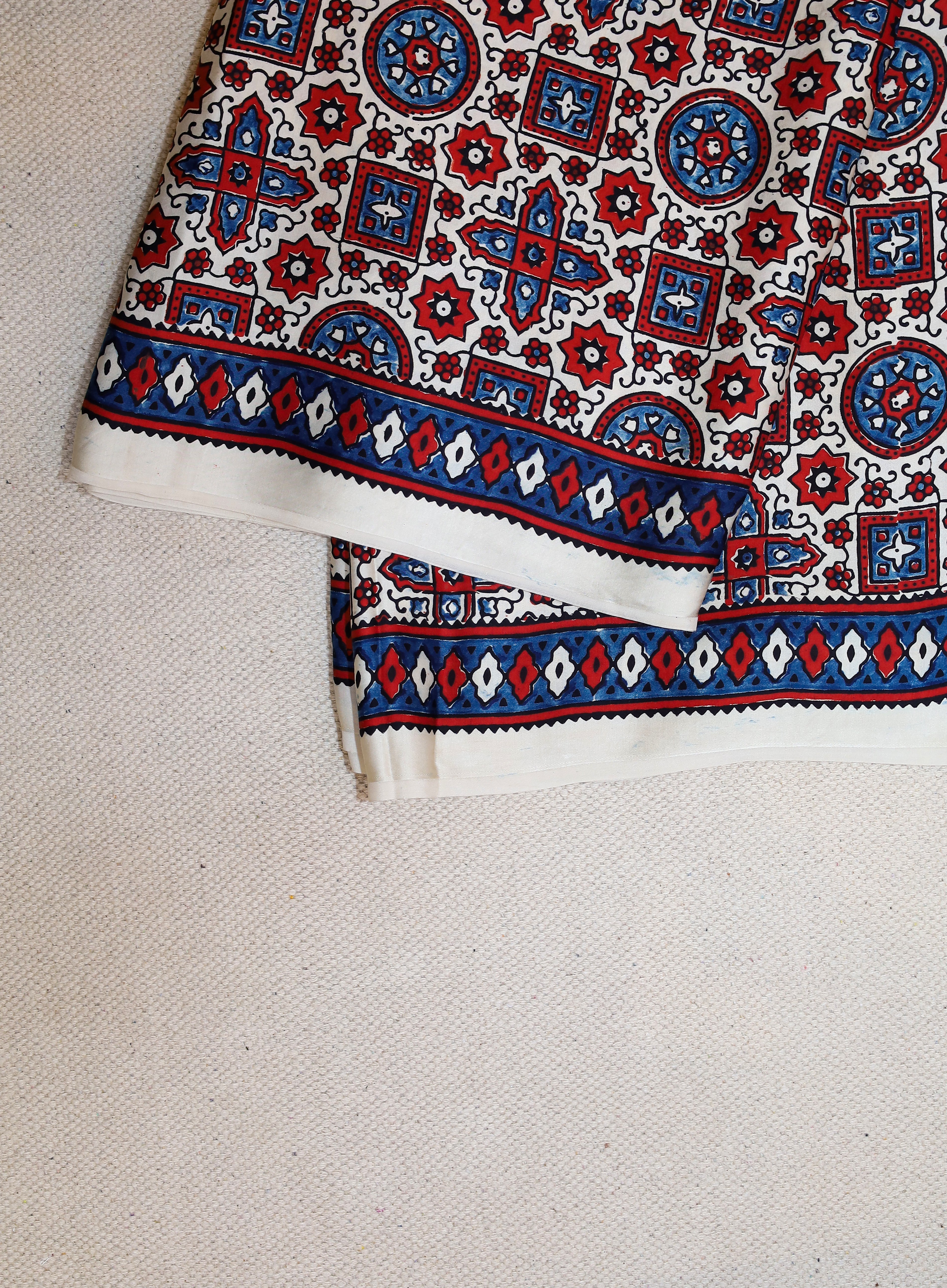 Ajrakh block printed Modal Silk Saree # 10