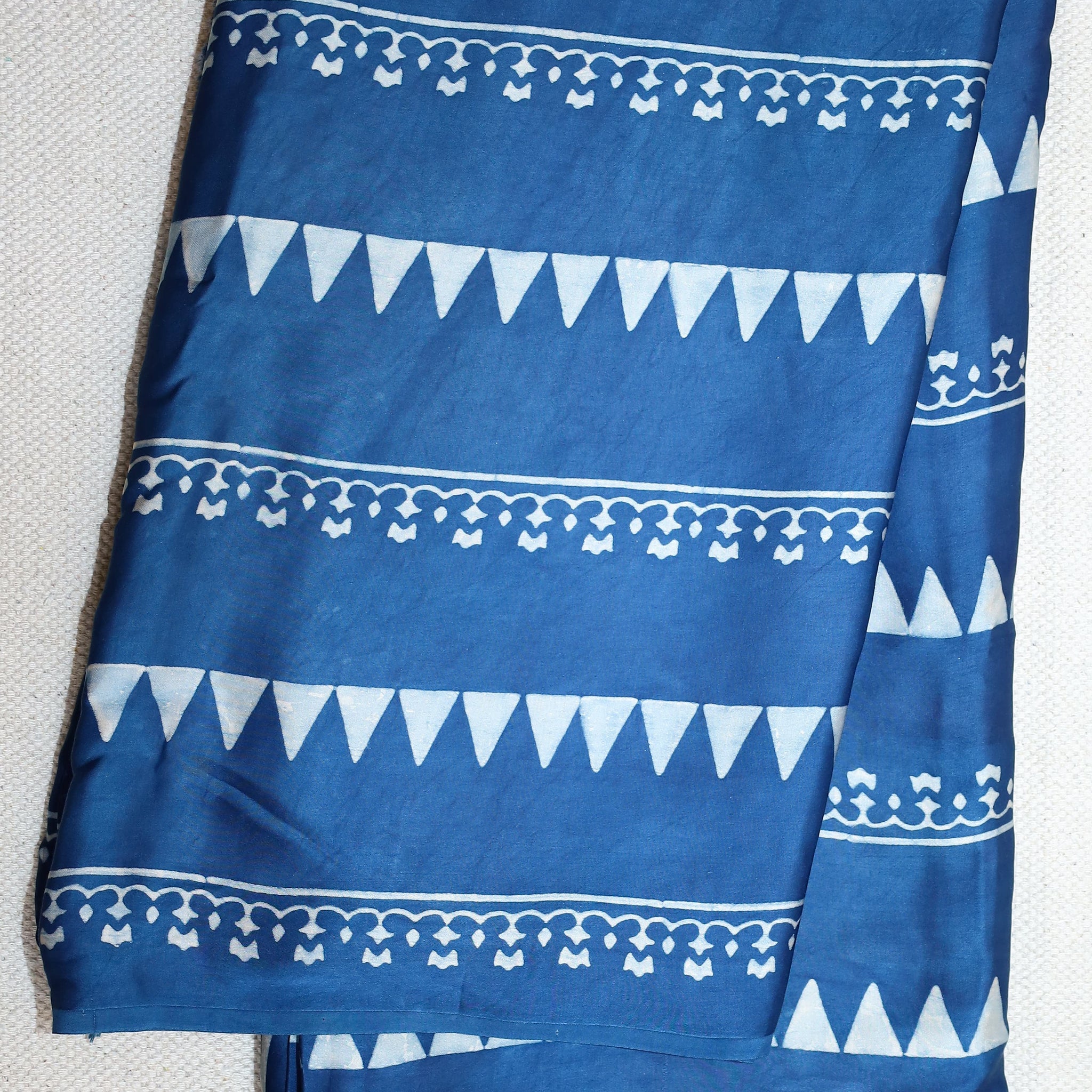 Ajrakh block printed Modal Silk Saree #20