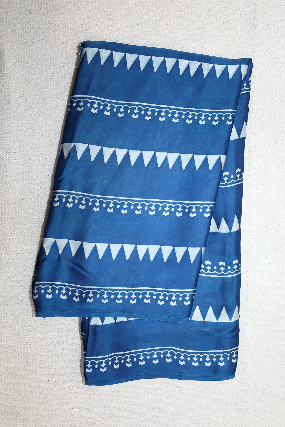 Ajrakh block printed Modal Silk Saree #20