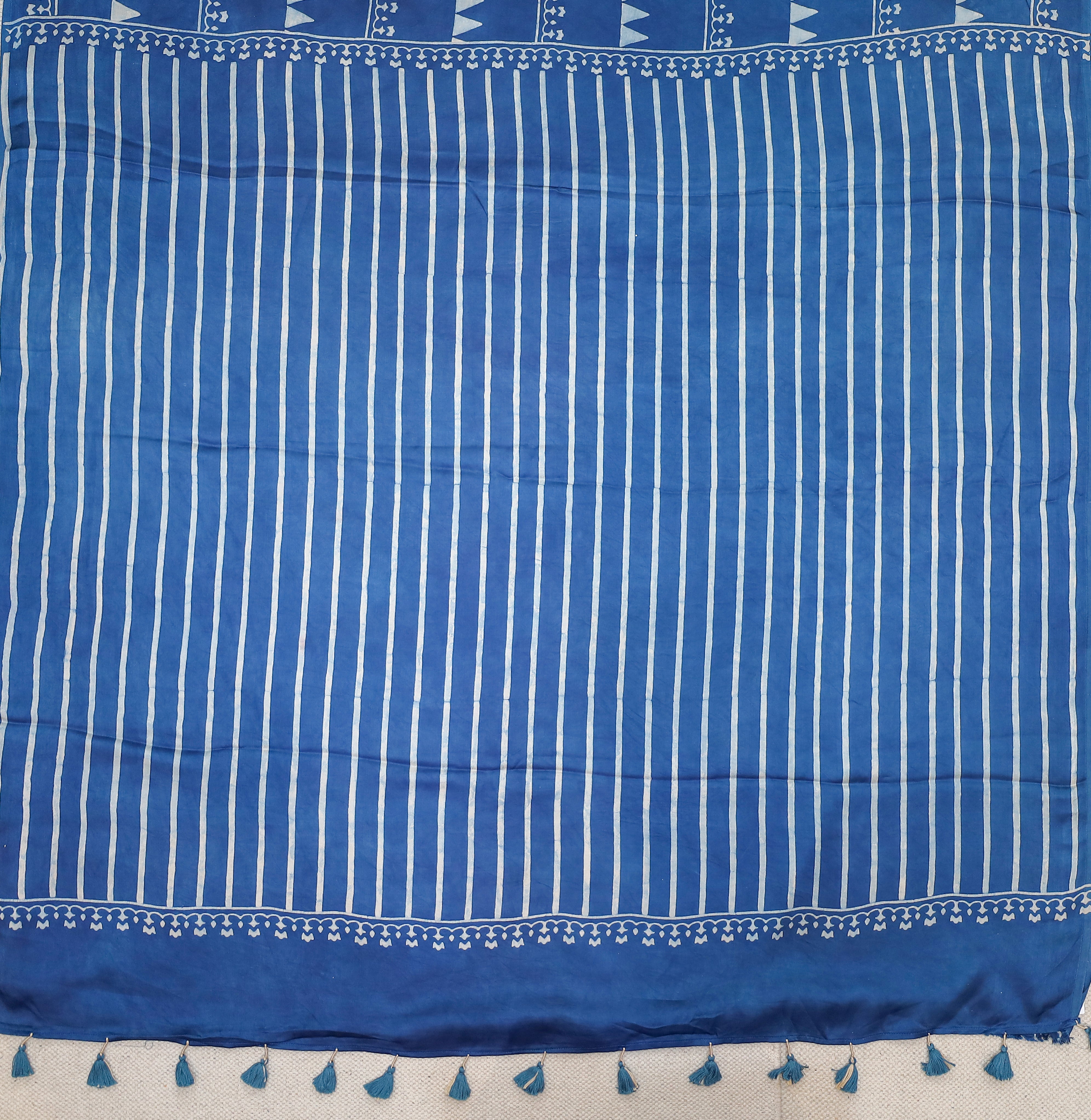 Ajrakh block printed Modal Silk Saree #20