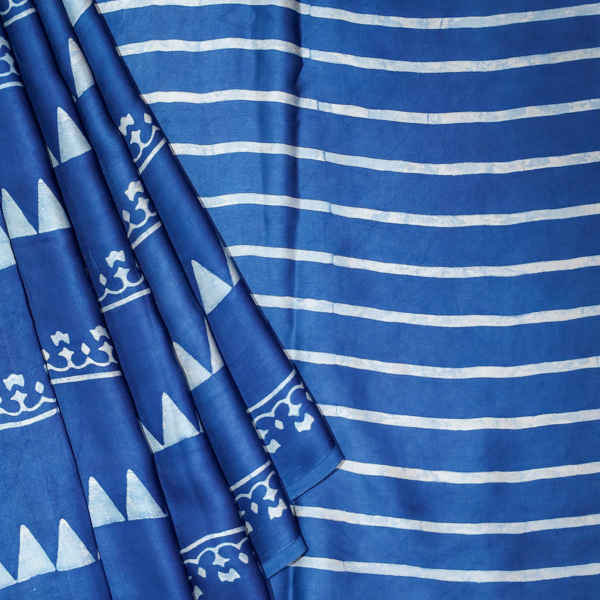 Ajrakh block printed Modal Silk Saree #20