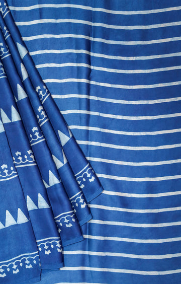 Ajrakh block printed Modal Silk Saree #20