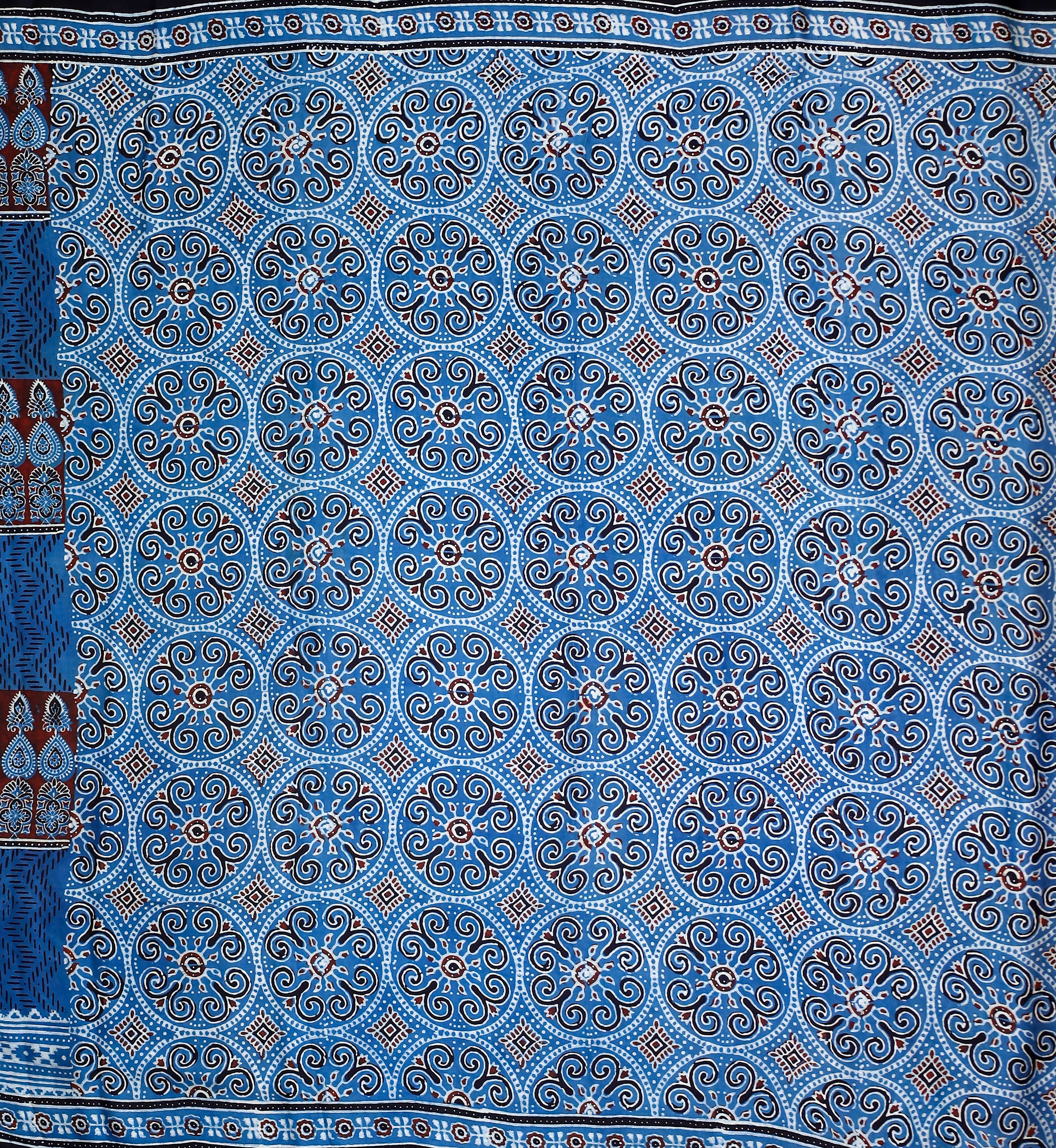 Ajrakh block printed Modal Silk Saree