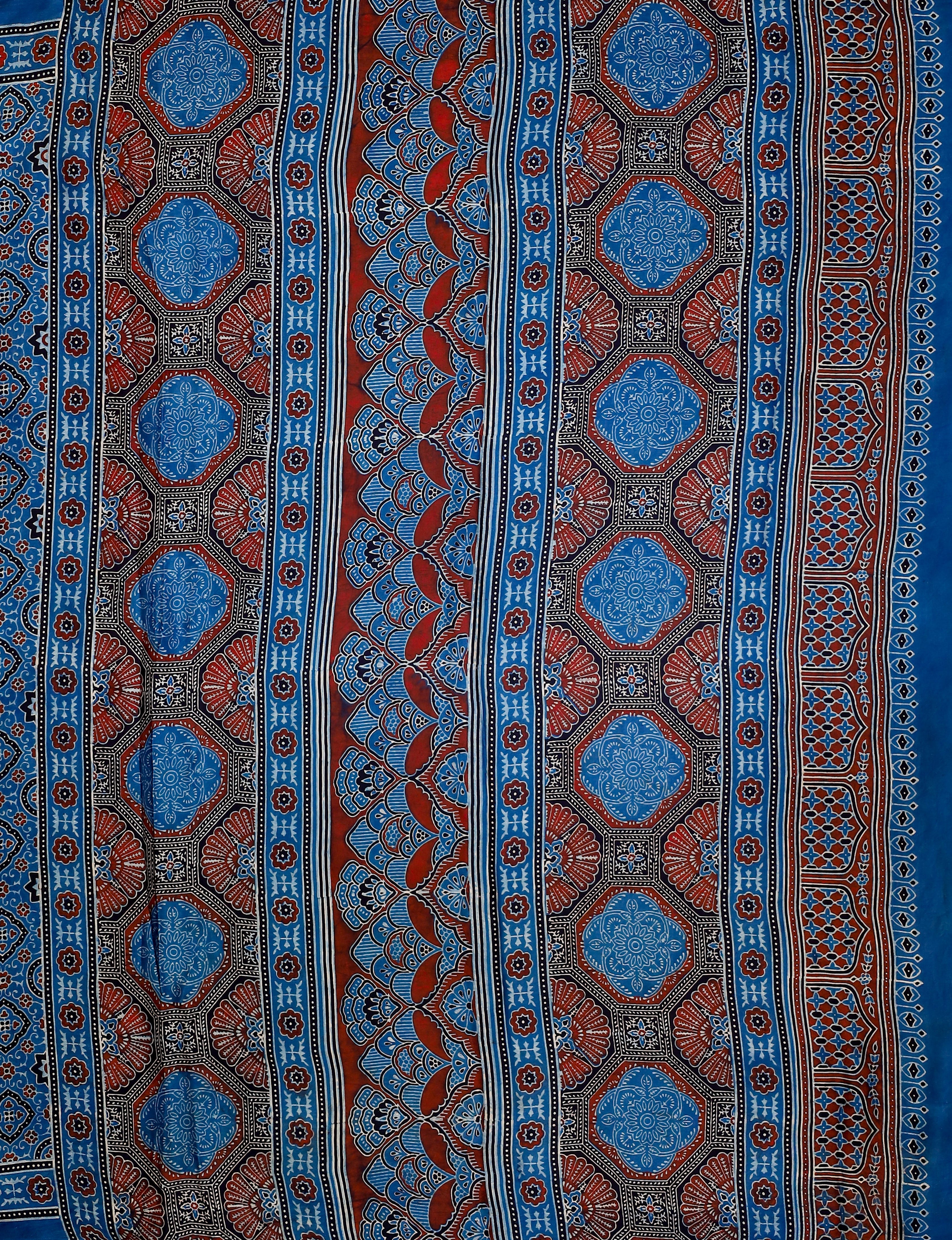 Ajrakh block printed Modal Silk Saree #22